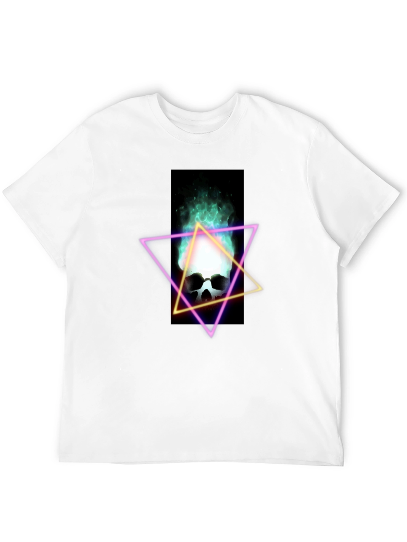 Neon Skull T-Shirt - Flaming Skull Graphic Tee