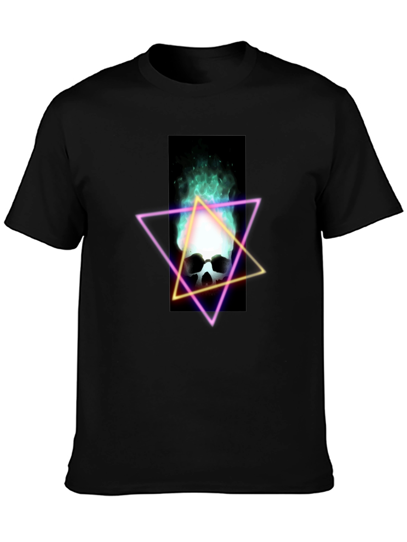 Neon Skull T-Shirt - Flaming Skull Graphic Tee