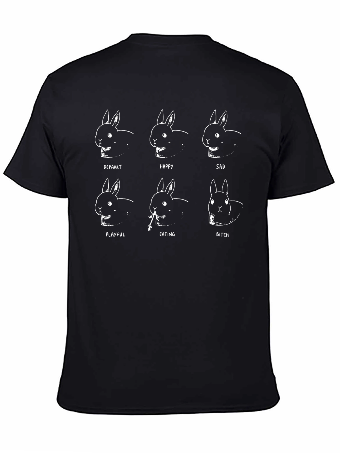 Bunny Moods Black Graphic T-Shirt