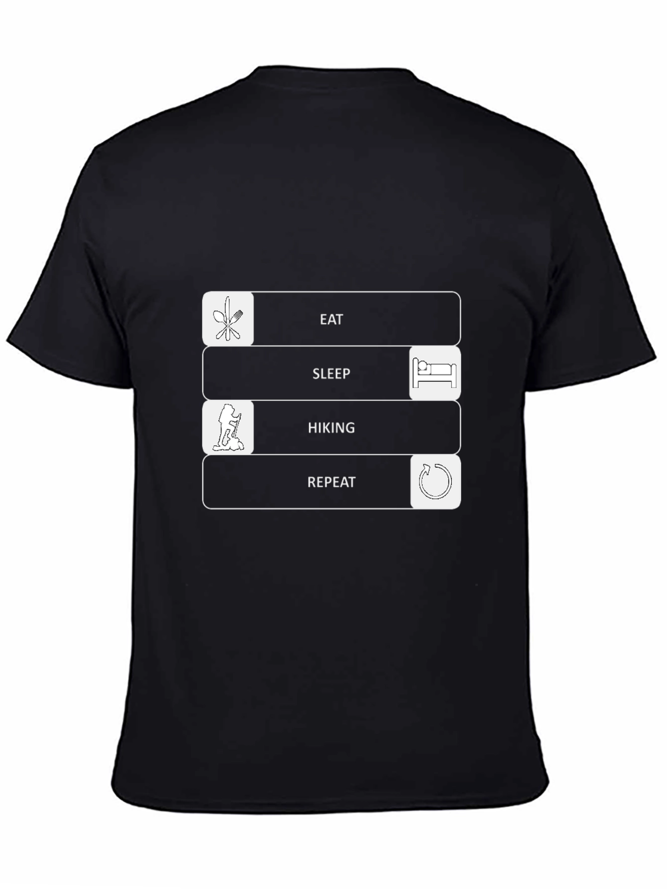 Eat Sleep Hiking Repeat Black Graphic T-Shirt