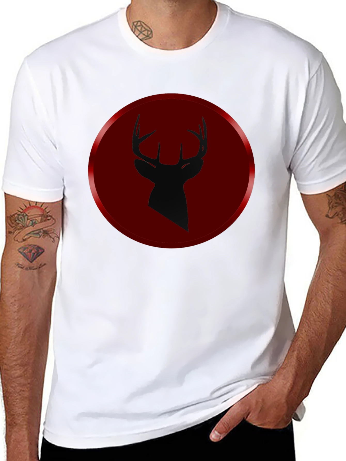 Deer Silhouette Graphic Tee - Mens Black T-Shirt