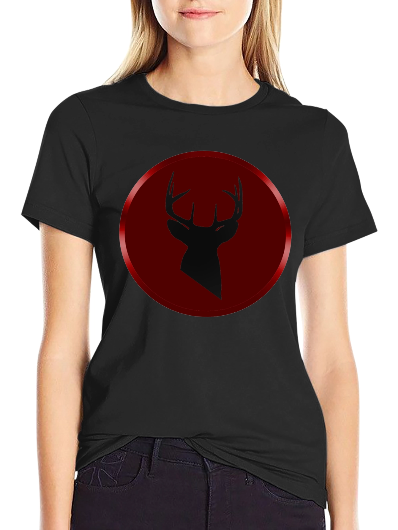 Deer Silhouette Graphic Tee - Mens Black T-Shirt