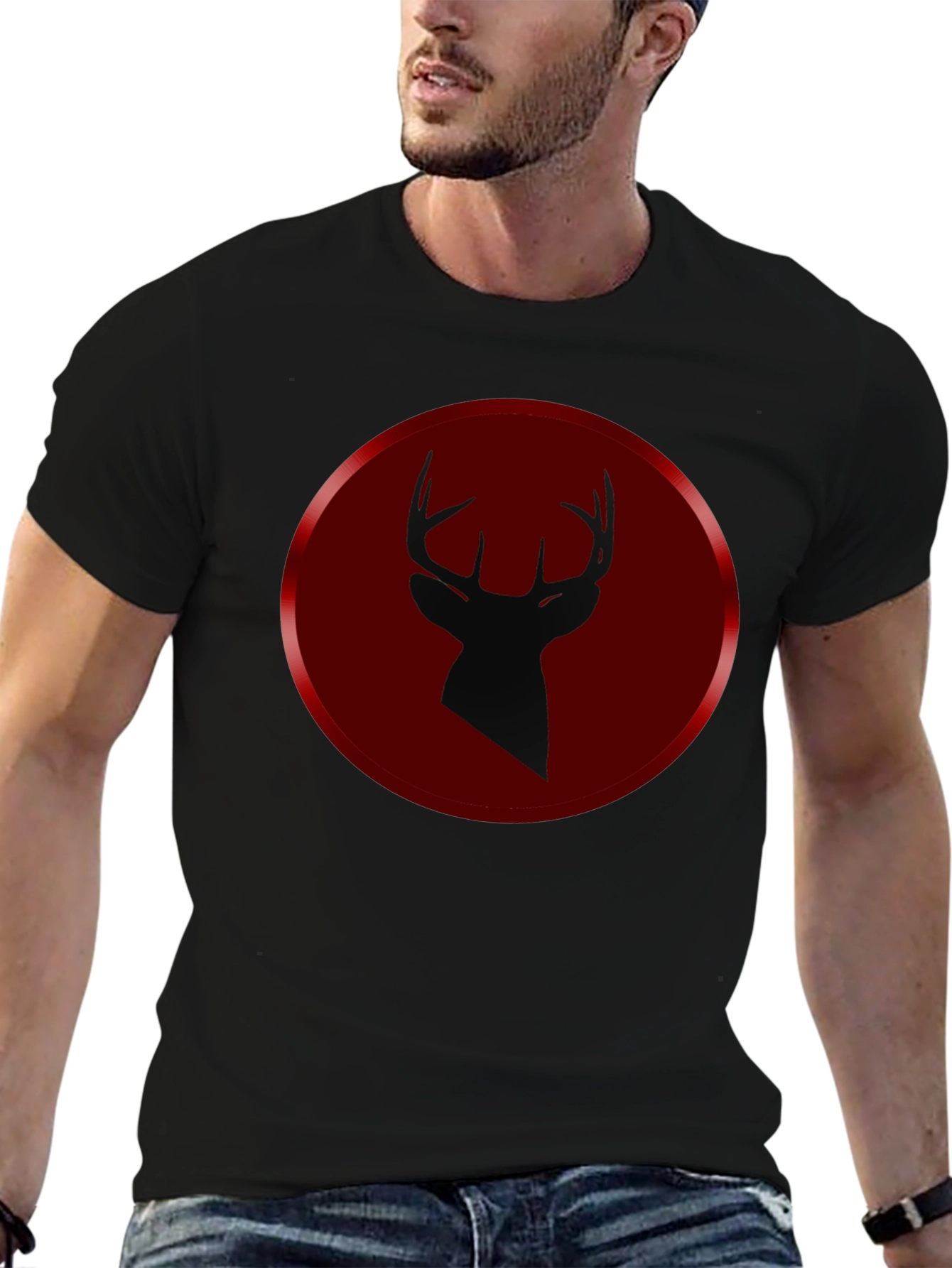 Deer Silhouette Graphic Tee - Mens Black T-Shirt