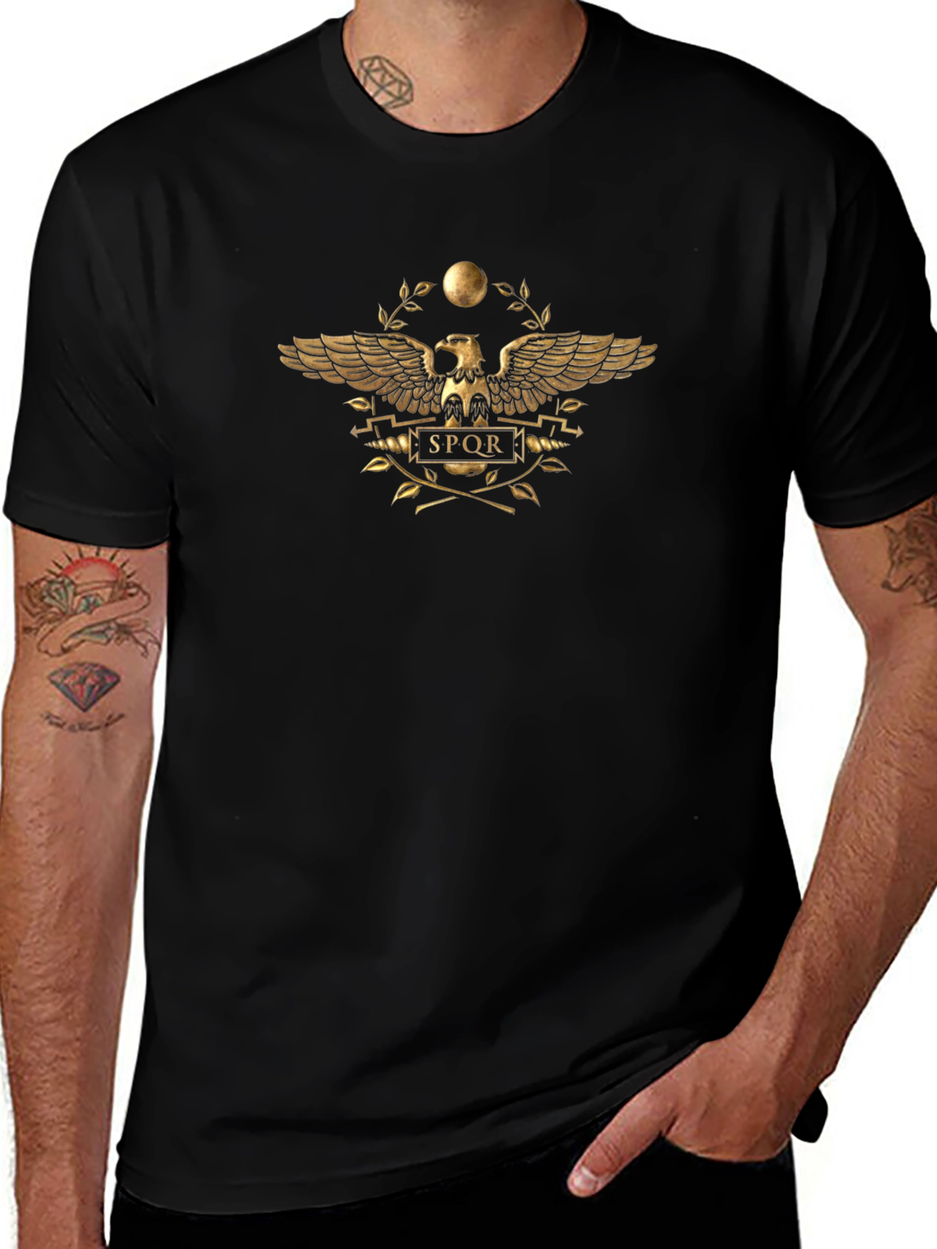 Roman Eagle SPQR Black T-Shirt