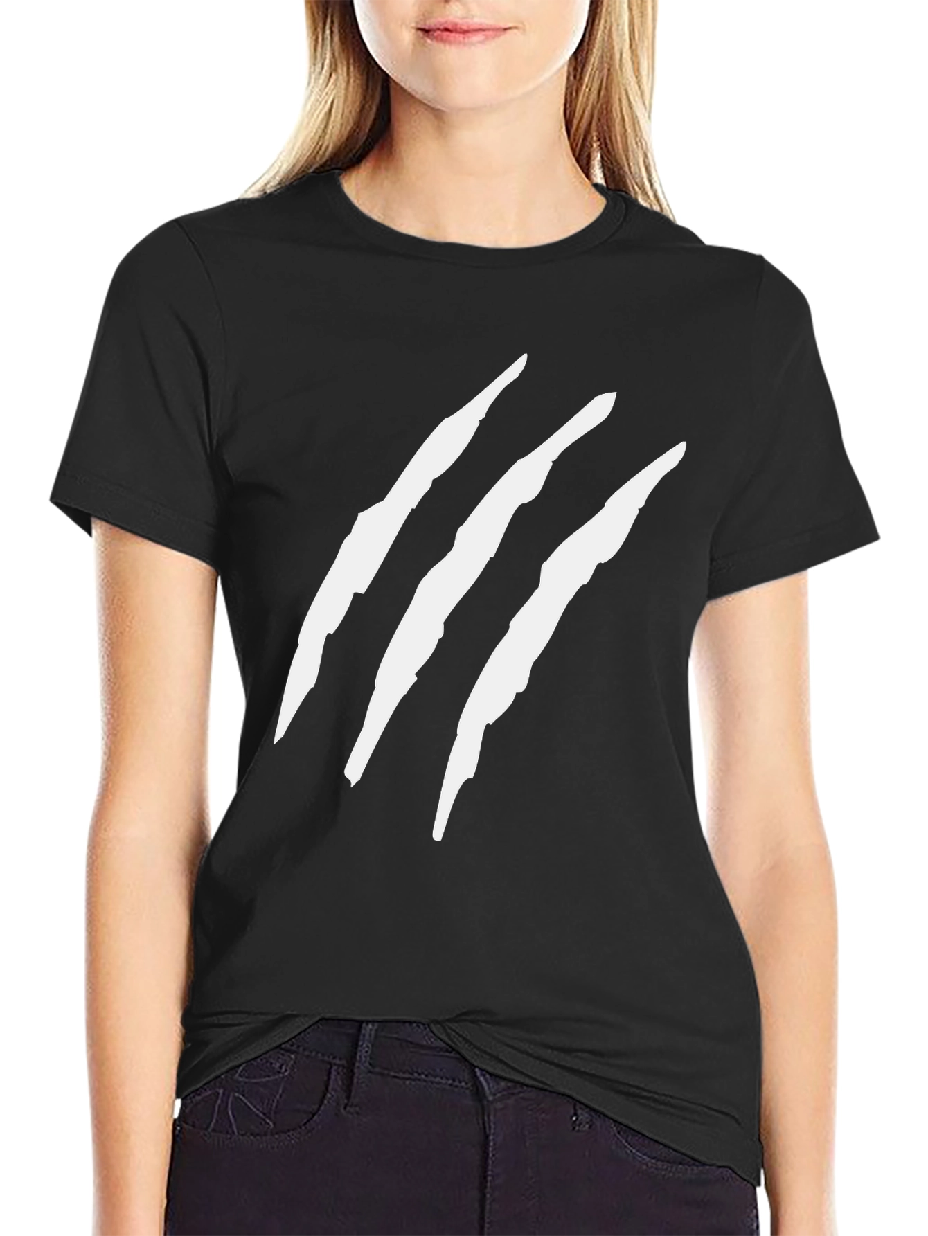Claw Mark Graphic Tee - Edgy Black T-Shirt