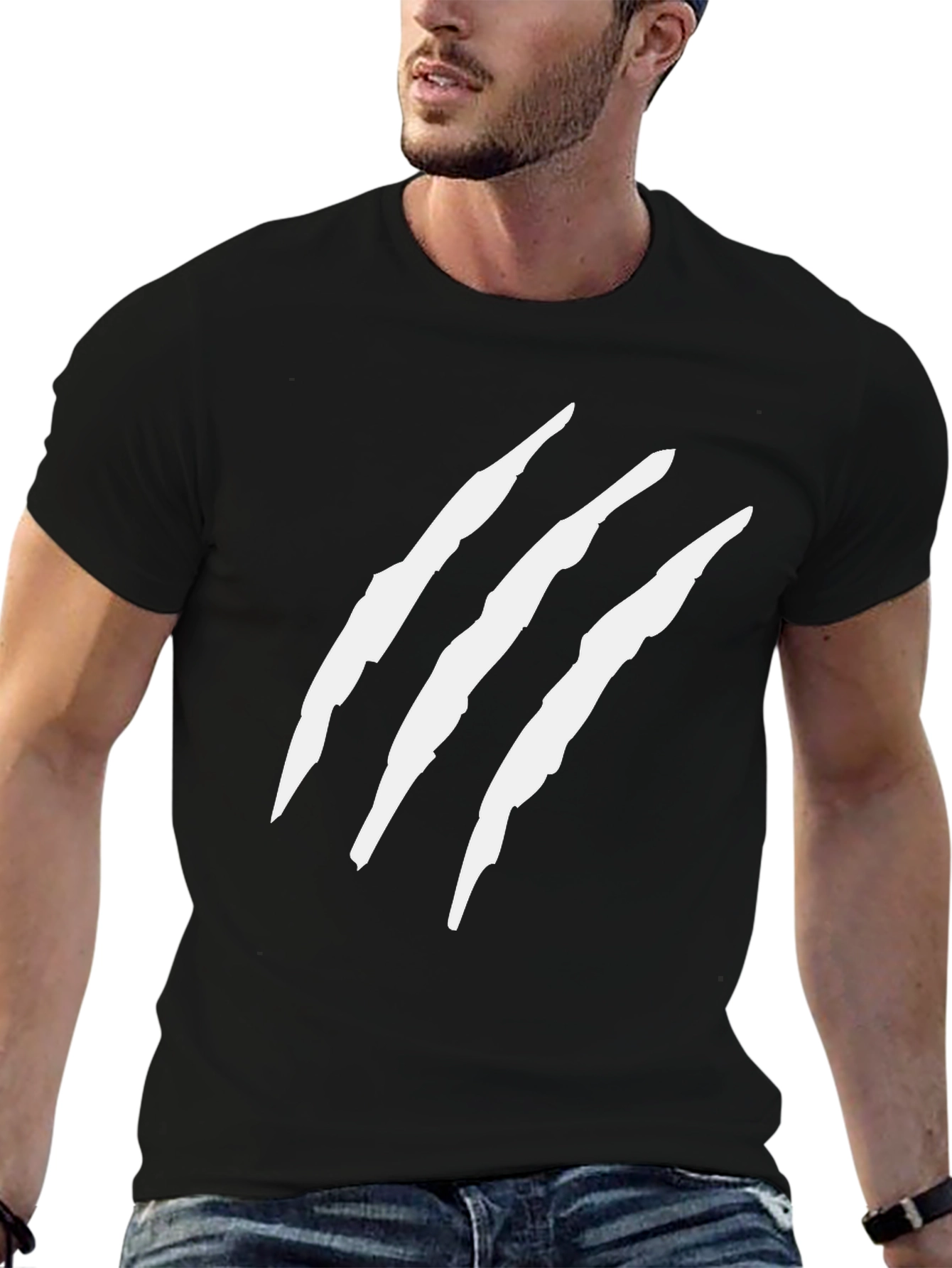 Claw Mark Graphic Tee - Edgy Black T-Shirt
