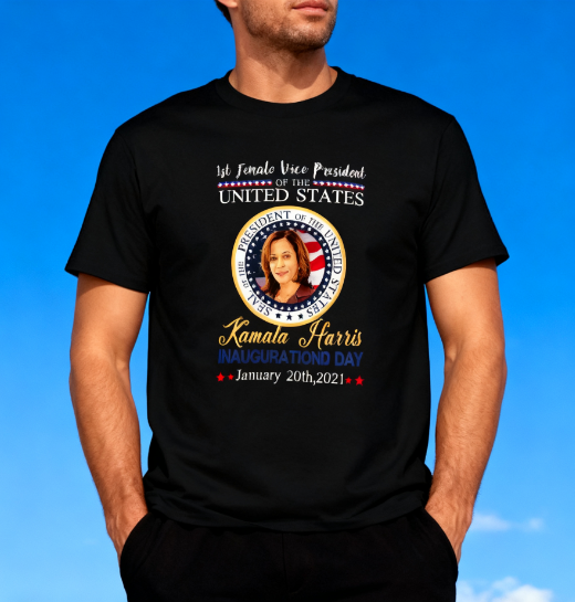 Kamala Harris Inauguration Day T-Shirt - 1st Female US Vice President Graphic Tee, 100% Cotton, Versatile for Multiple Occasions
