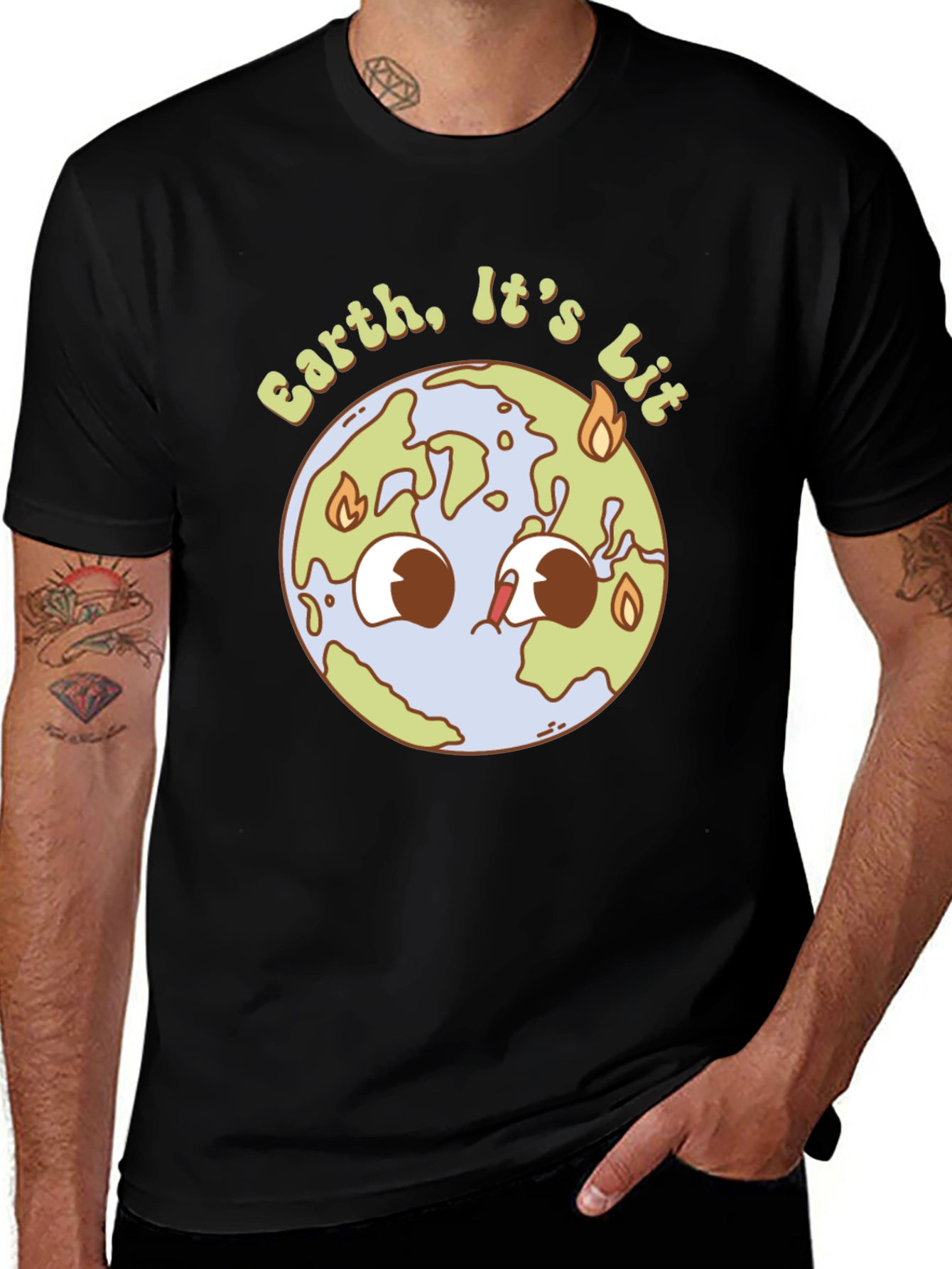 Earth is Lit T-Shirt - Black Graphic Tee