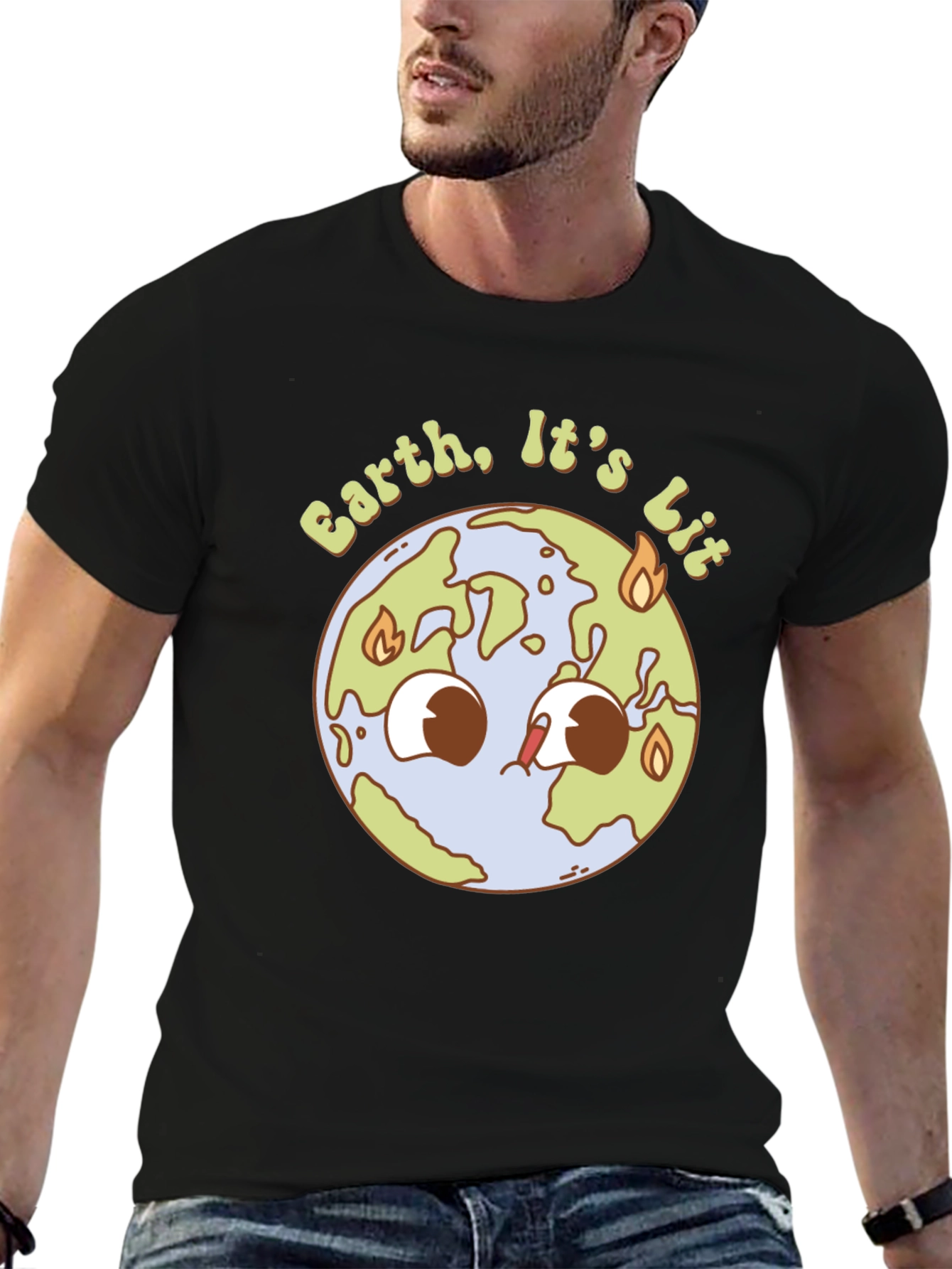 Earth is Lit T-Shirt - Black Graphic Tee