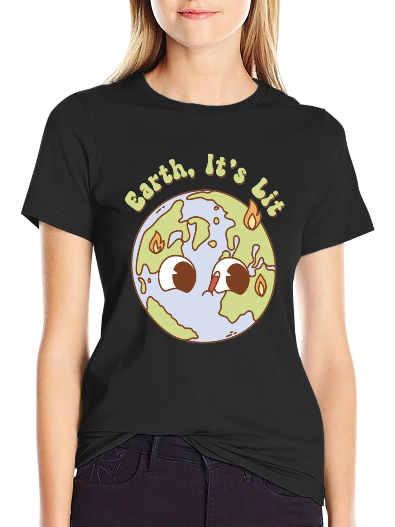 Earth is Lit T-Shirt - Black Graphic Tee