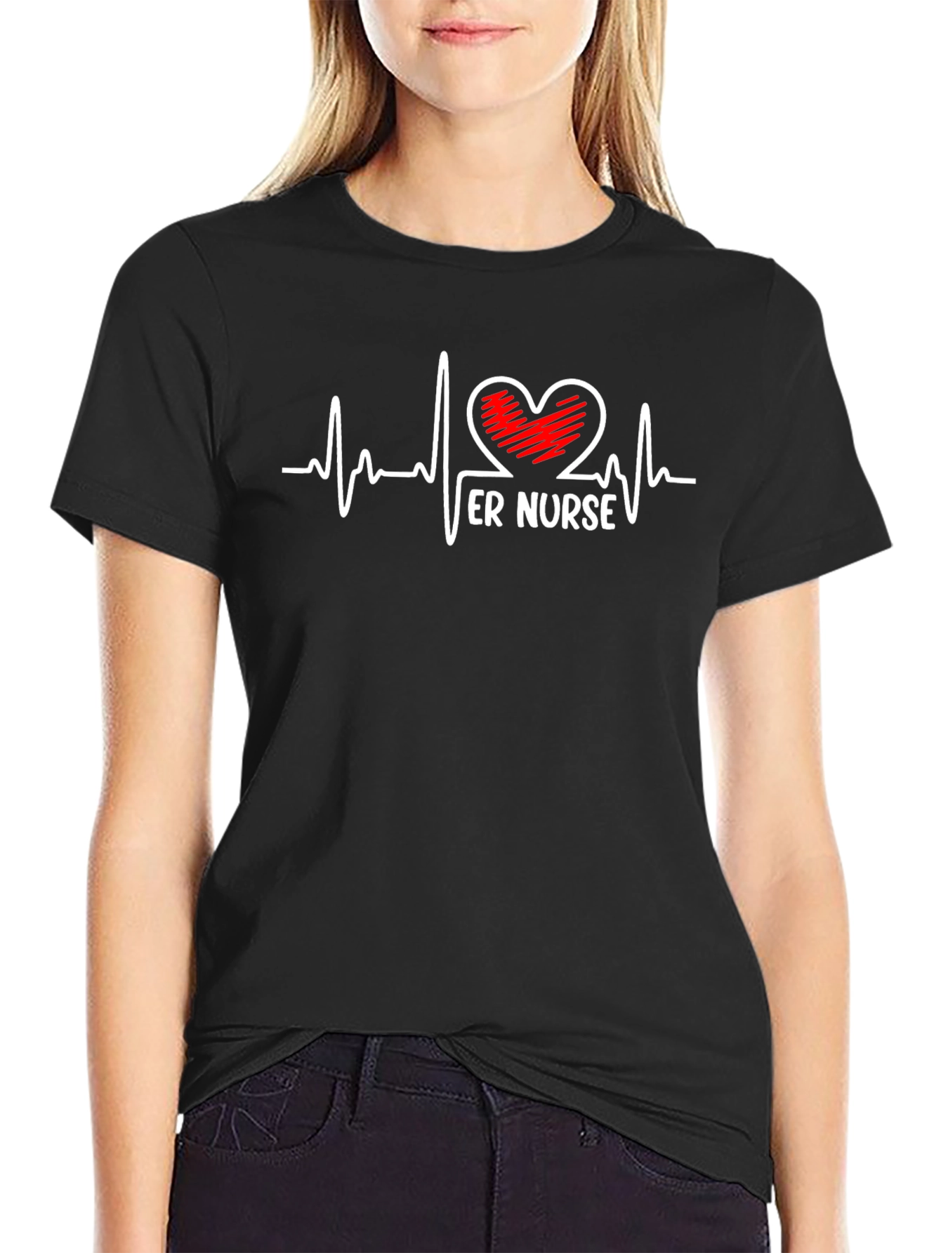 ER Nurse Heartbeat Graphic Tee