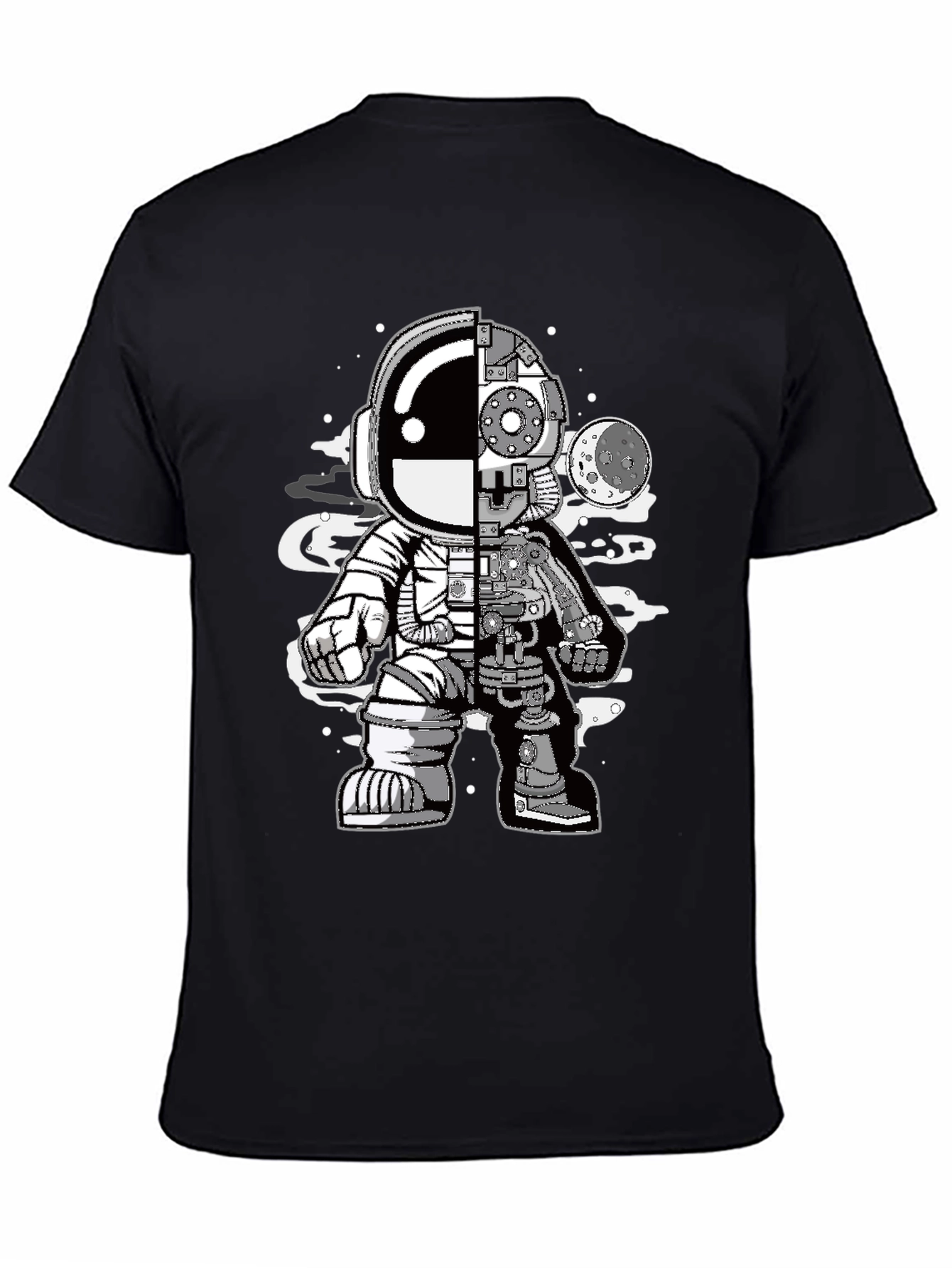 Astronaut Half Machine Graphic Tee - Unique Design