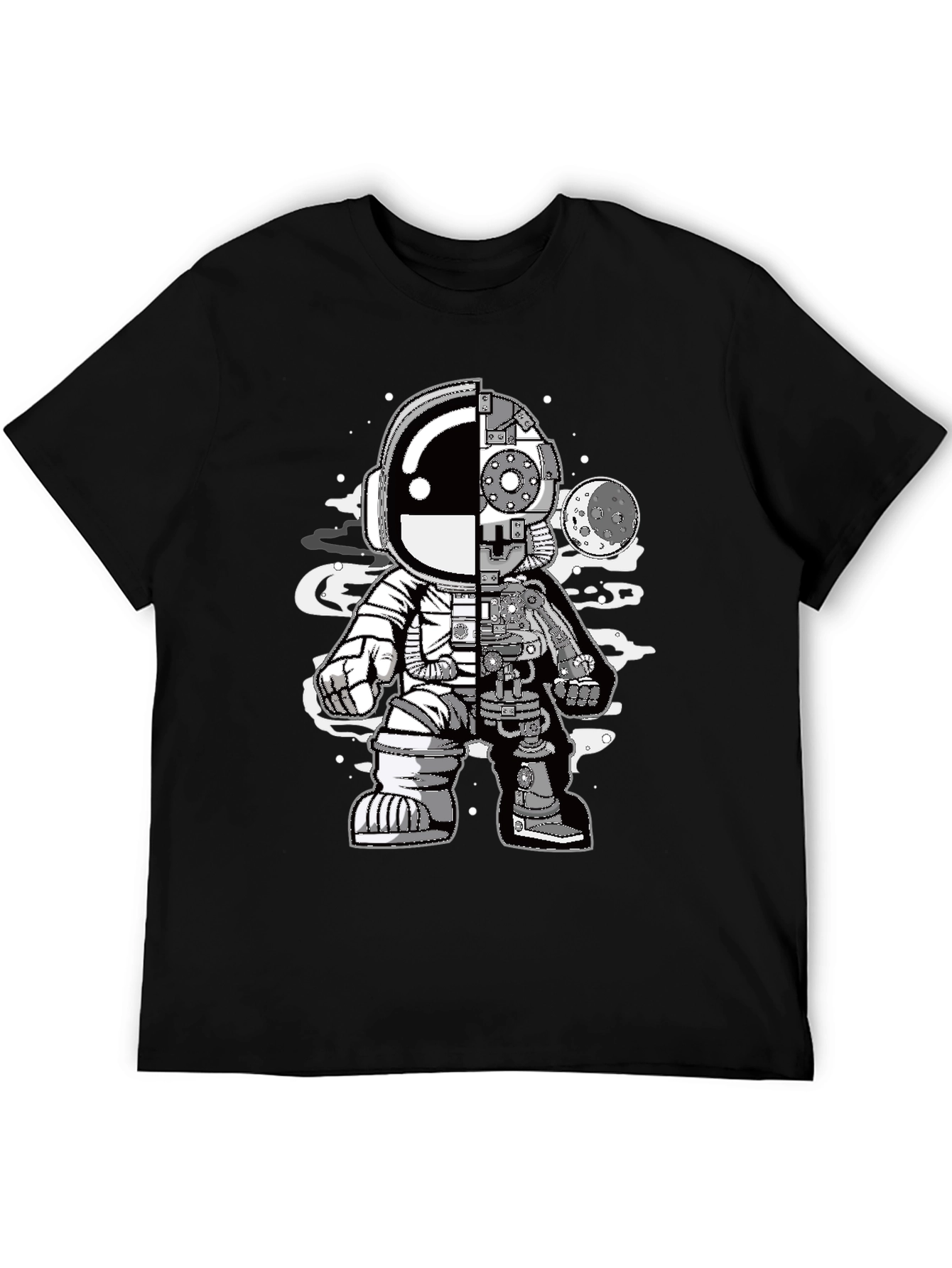 Astronaut Half Machine Graphic Tee - Unique Design