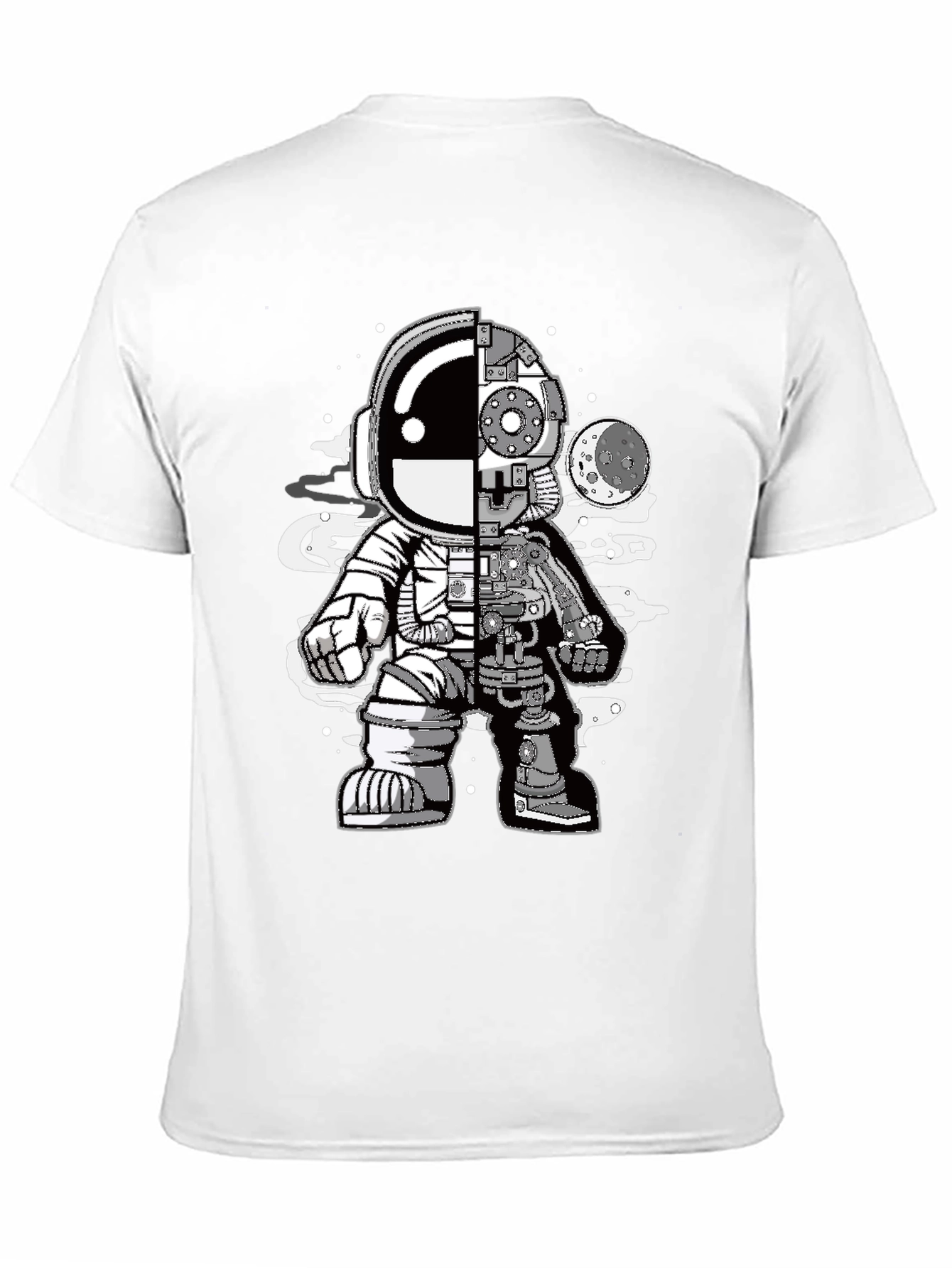 Astronaut Half Machine Graphic Tee - Unique Design