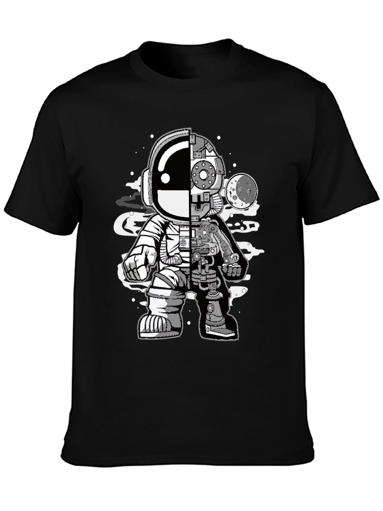 Astronaut Half Machine Graphic Tee - Unique Design