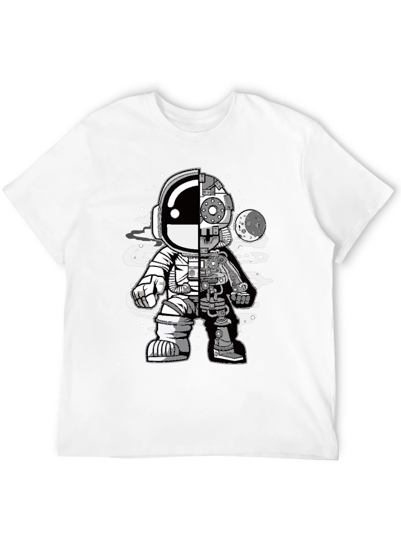 Astronaut Half Machine Graphic Tee - Unique Design