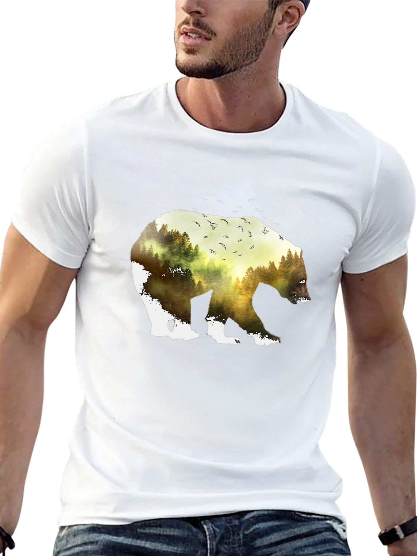 Nature Bear Graphic Tee - Black