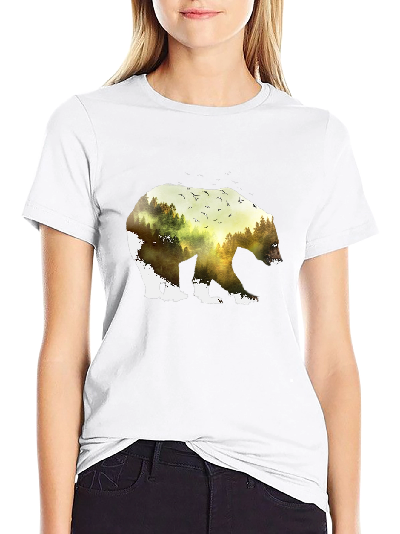 Nature Bear Graphic Tee - Black