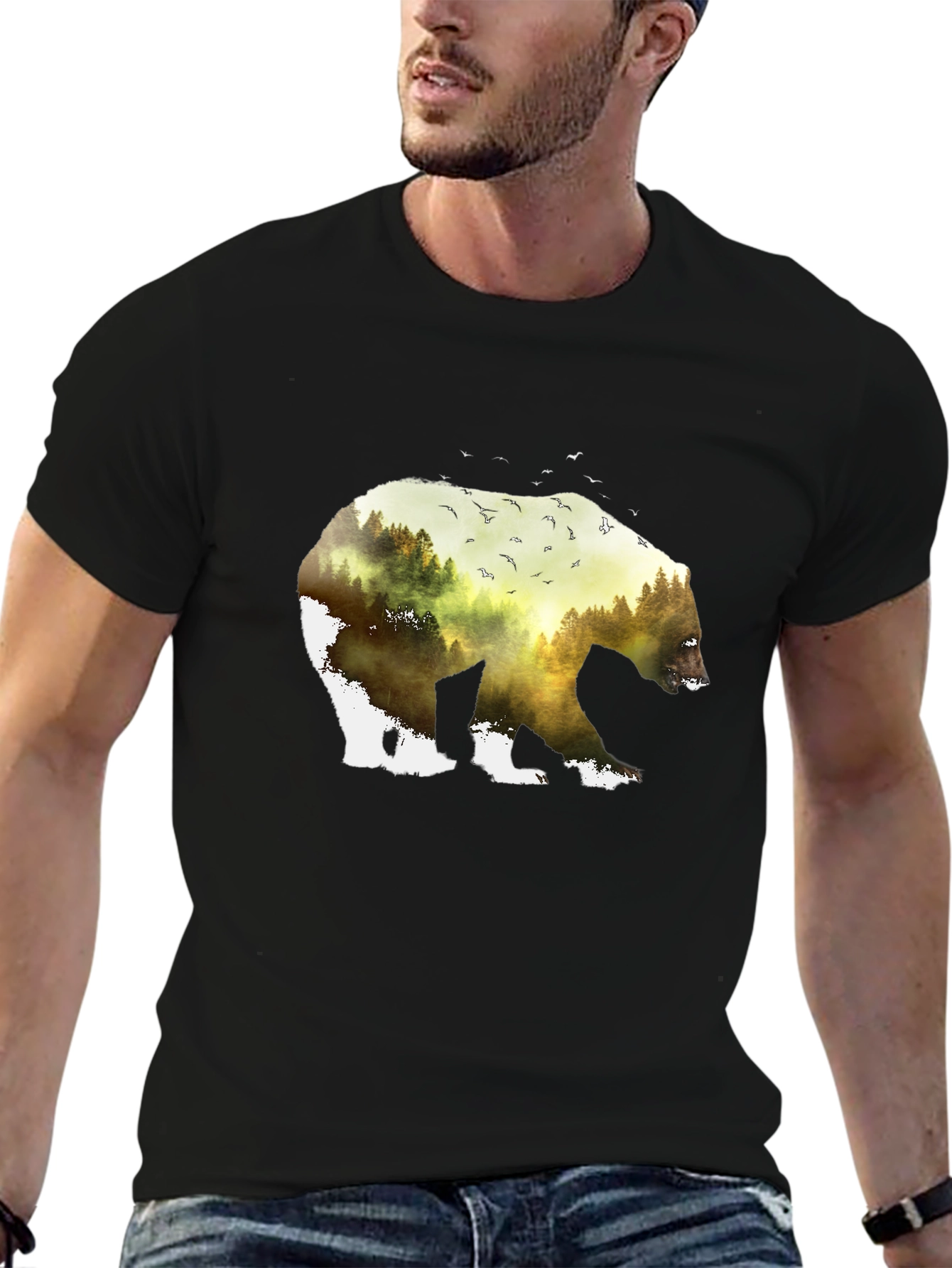 Nature Bear Graphic Tee - Black
