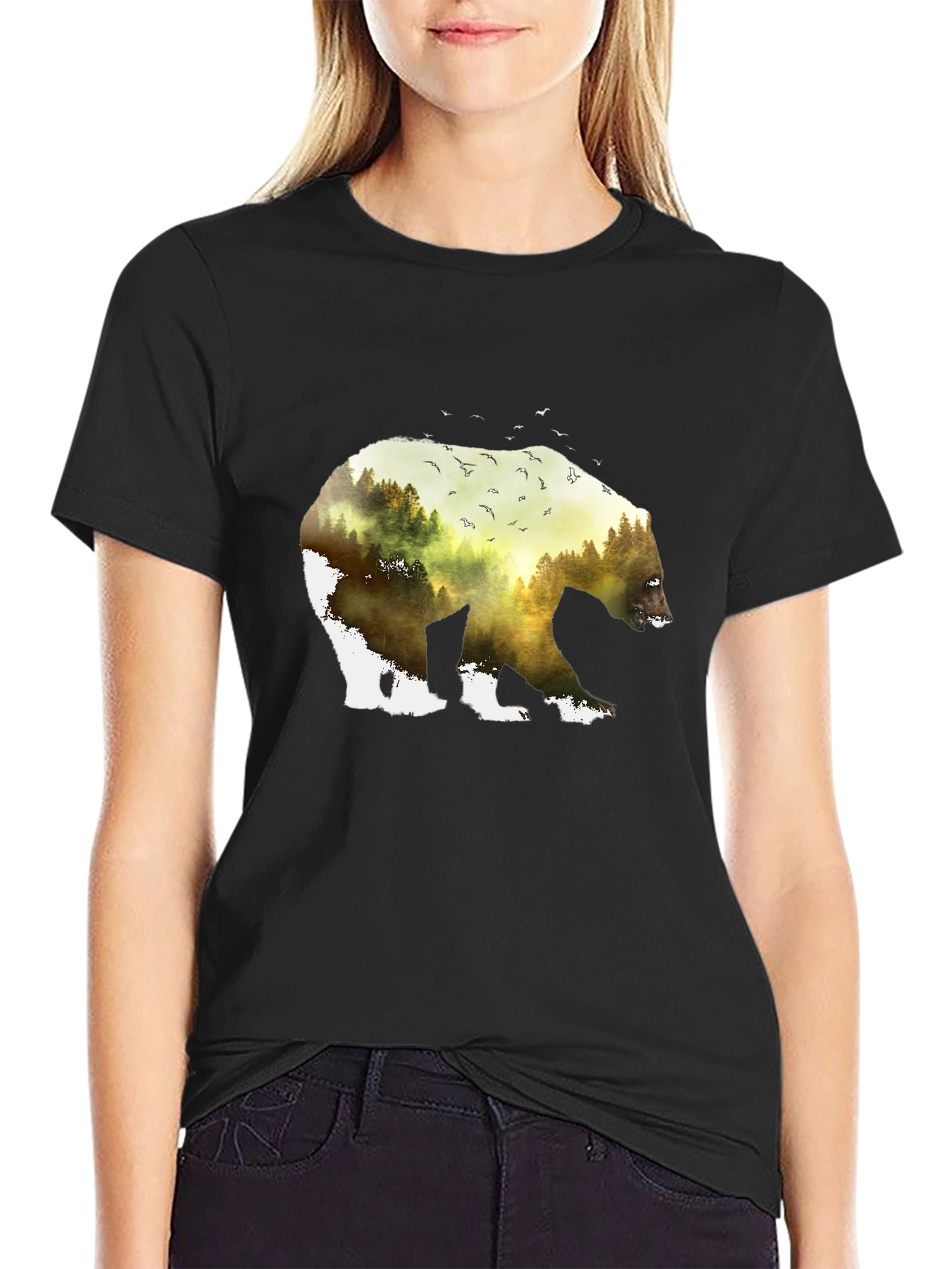 Nature Bear Graphic Tee - Black