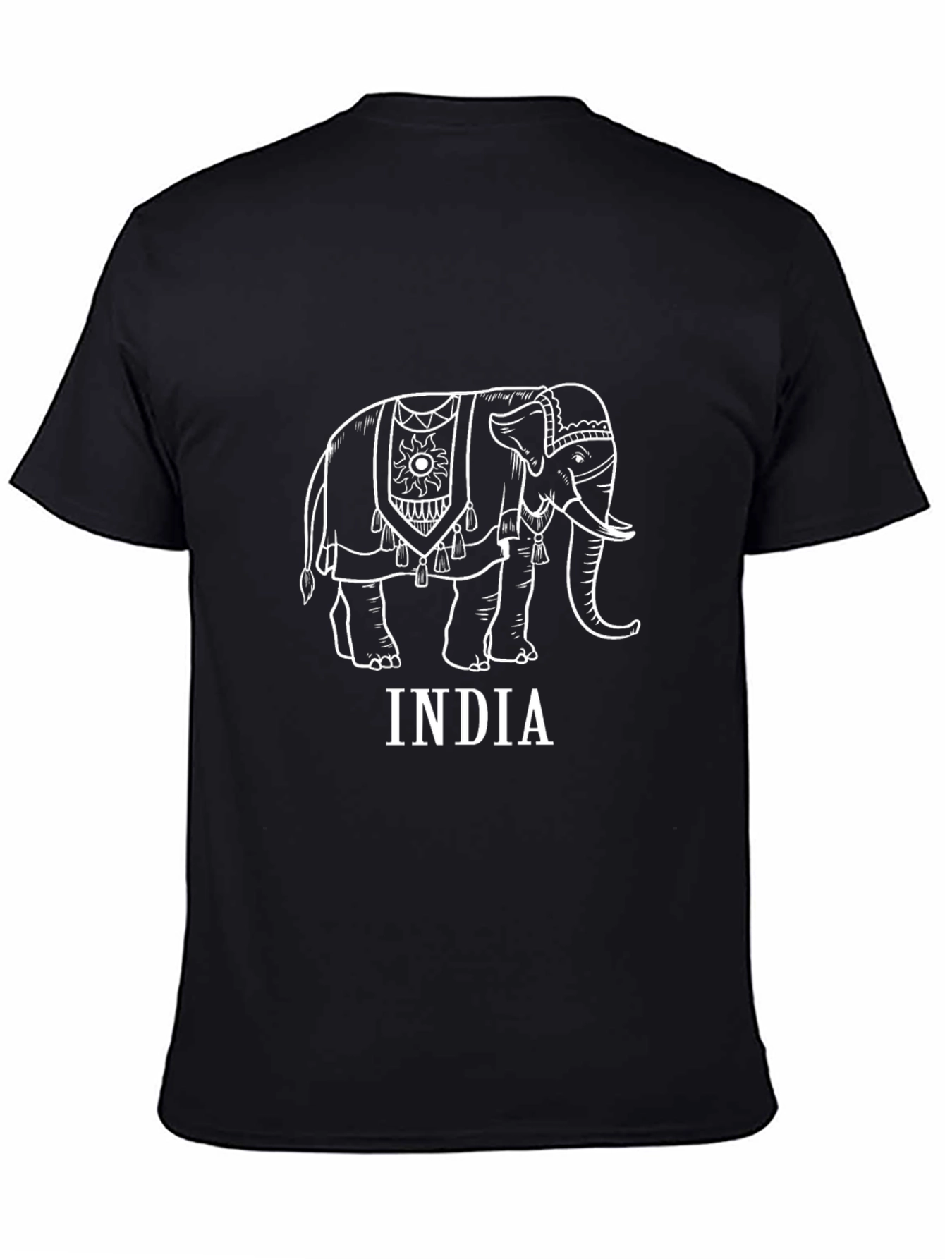 India Elephant Graphic T-Shirt - Stylish Black Cotton Tee