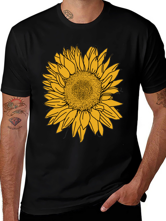 Sunflower Graphic Tee - Casual Black Cotton Shirt