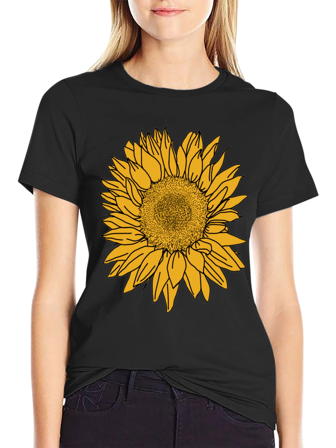Sunflower Graphic Tee - Casual Black Cotton Shirt