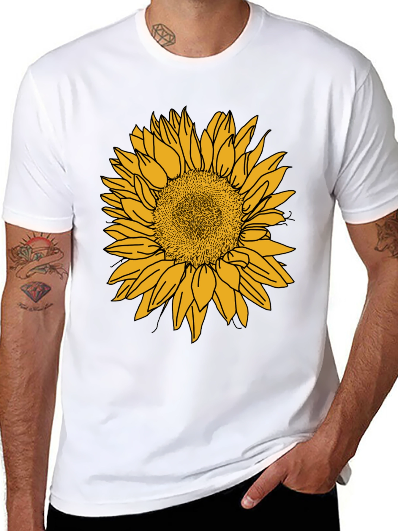 Sunflower Graphic Tee - Casual Black Cotton Shirt