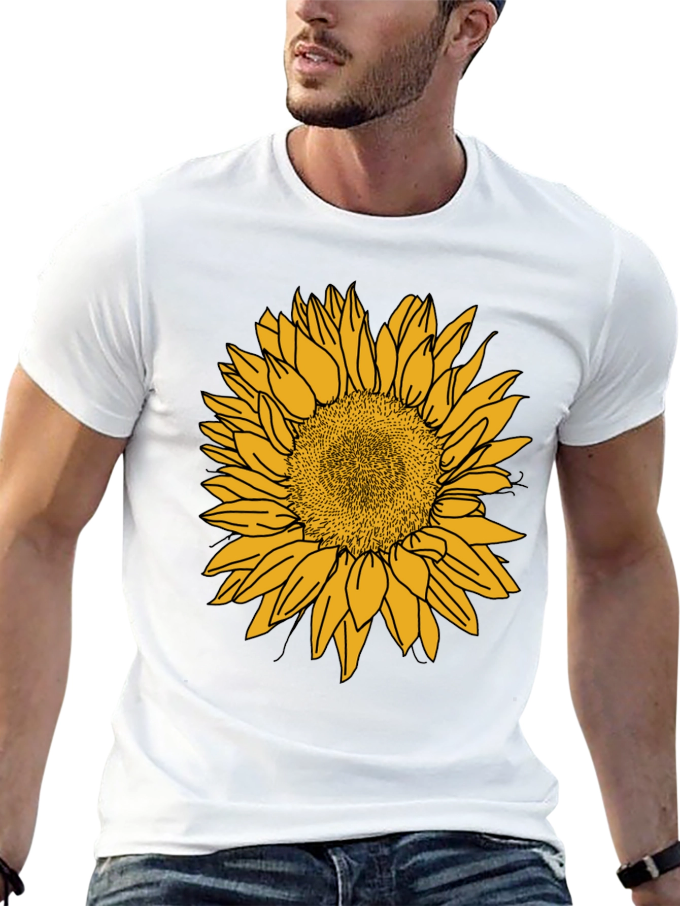 Sunflower Graphic Tee - Casual Black Cotton Shirt