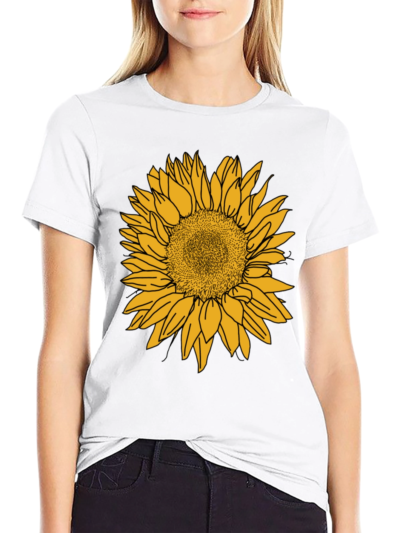 Sunflower Graphic Tee - Casual Black Cotton Shirt