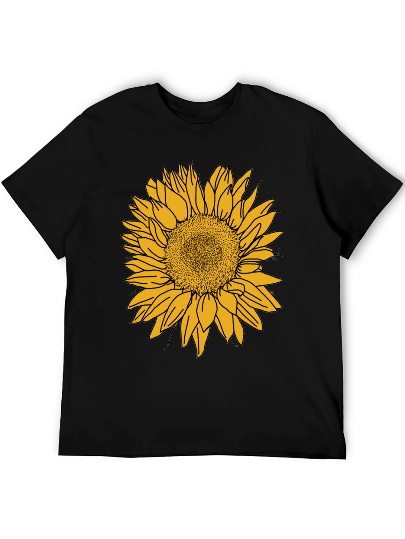 Sunflower Graphic Tee - Casual Black Cotton Shirt
