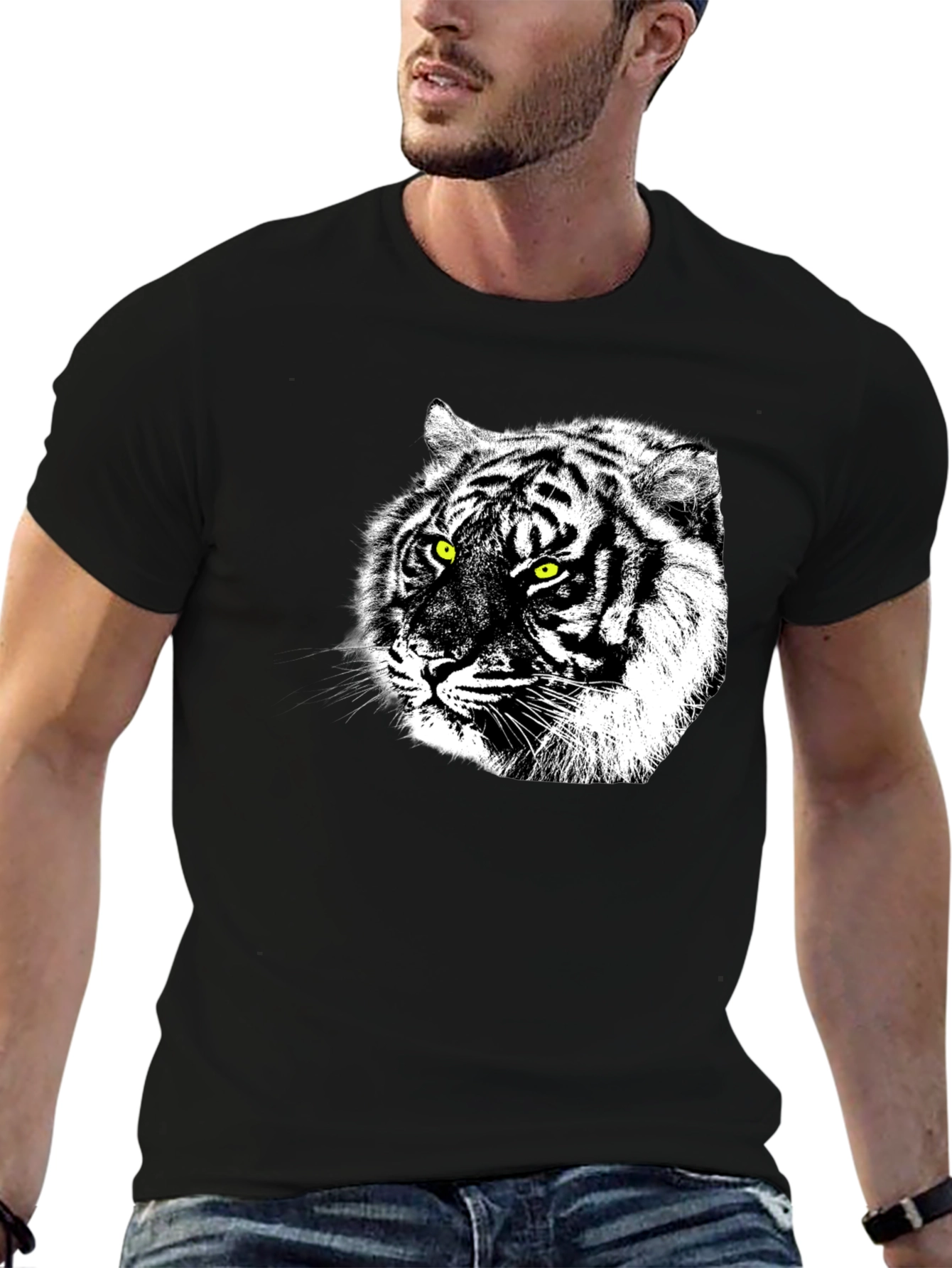 Tiger Graphic Black T-Shirt - Bold Animal Print