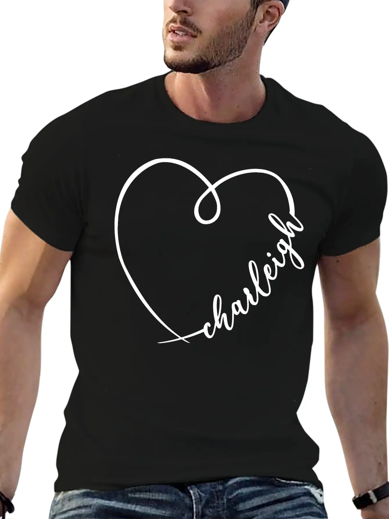 Charleigh Name Heart Calligraphy Unisex Casual T-Shirt – Clean Design For Daily Comfort