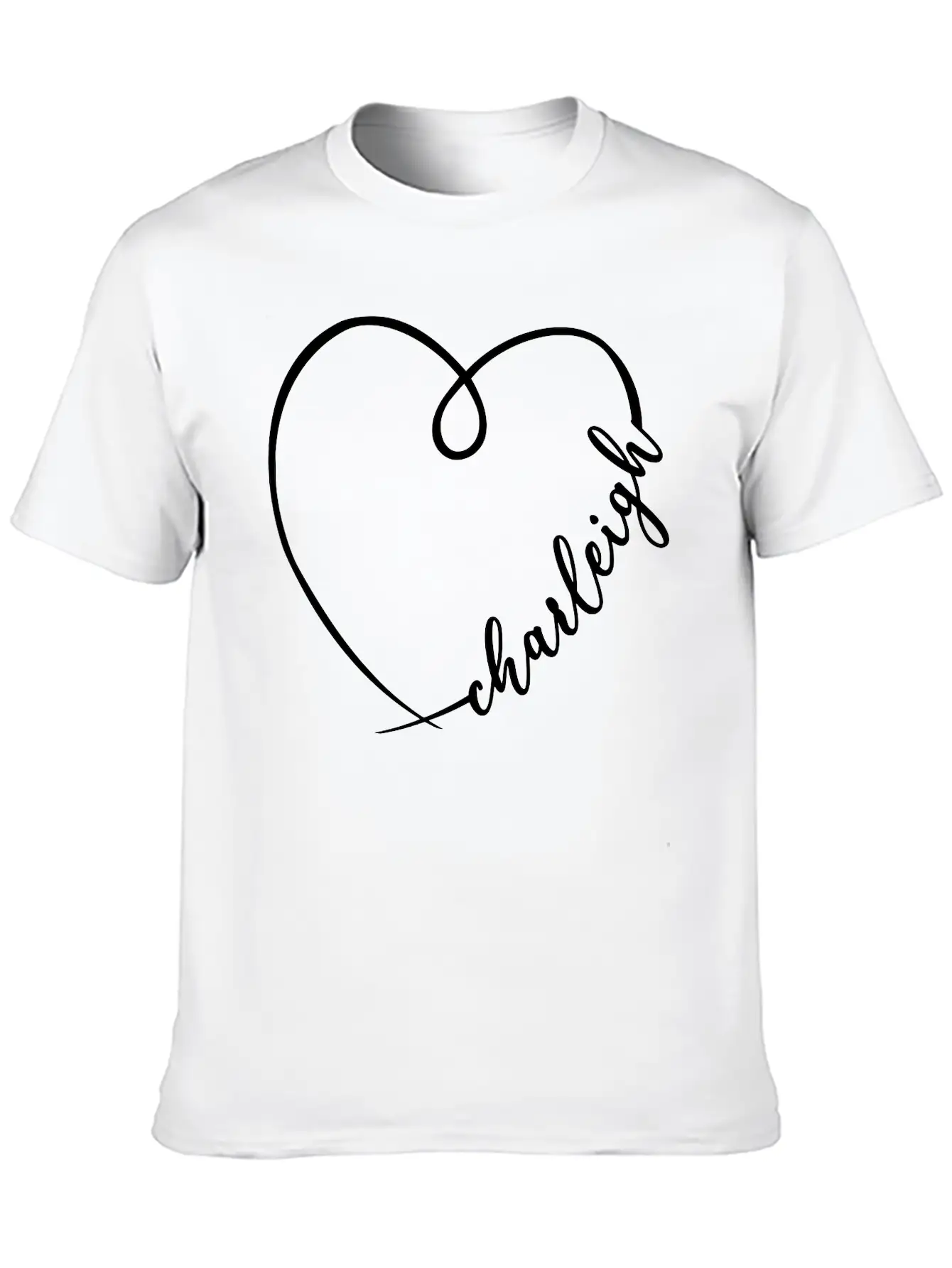 Charleigh Name Heart Calligraphy Unisex Casual T-Shirt – Clean Design For Daily Comfort