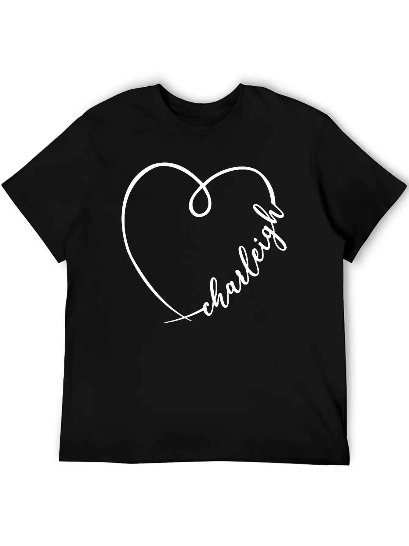 Charleigh Name Heart Calligraphy Unisex Casual T-Shirt – Clean Design For Daily Comfort