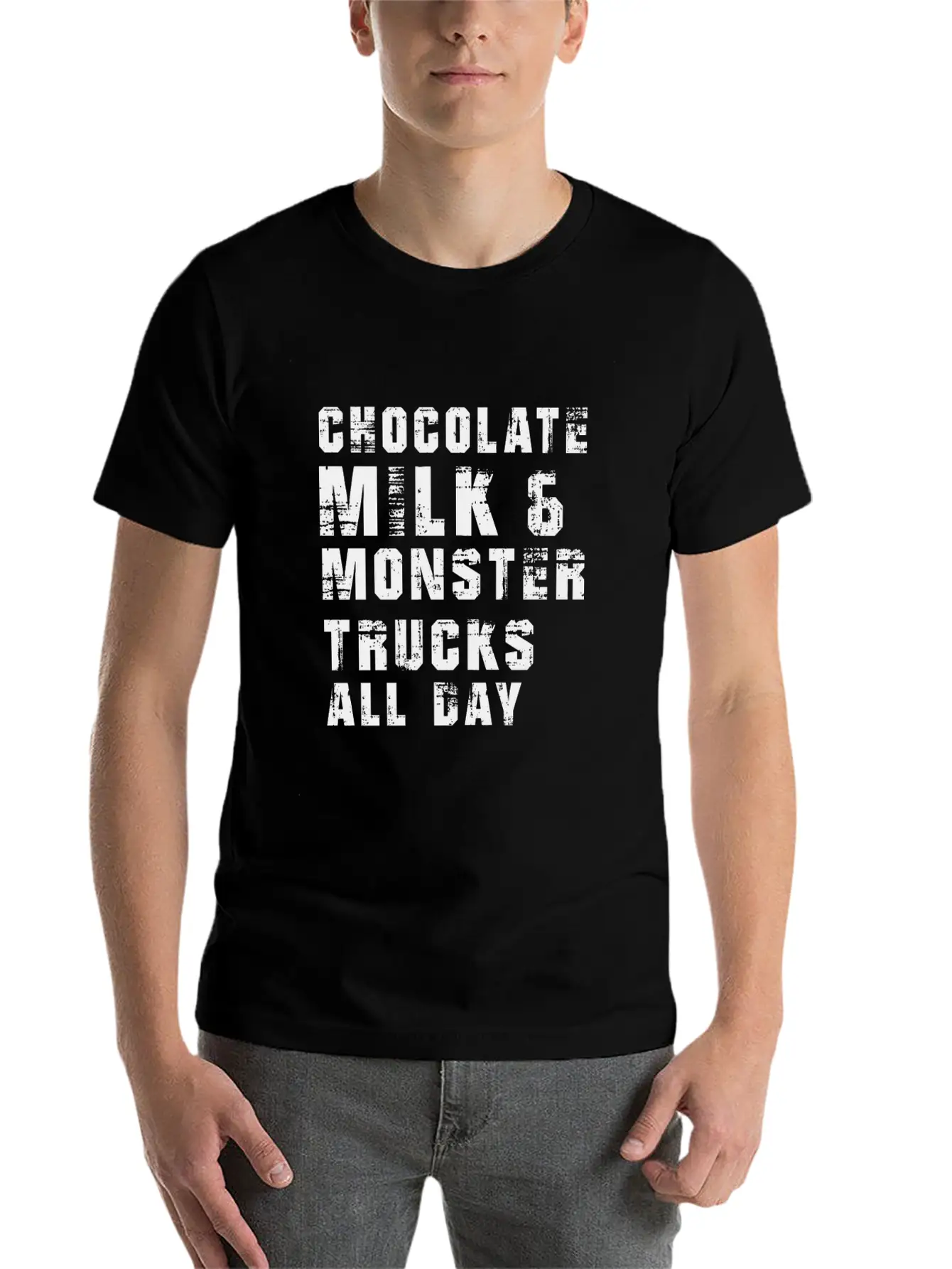 Chocolate Milk & Monster Trucks All Day. Gift Item Unisex Casual T-Shirt – Clean Design For Daily Comfort