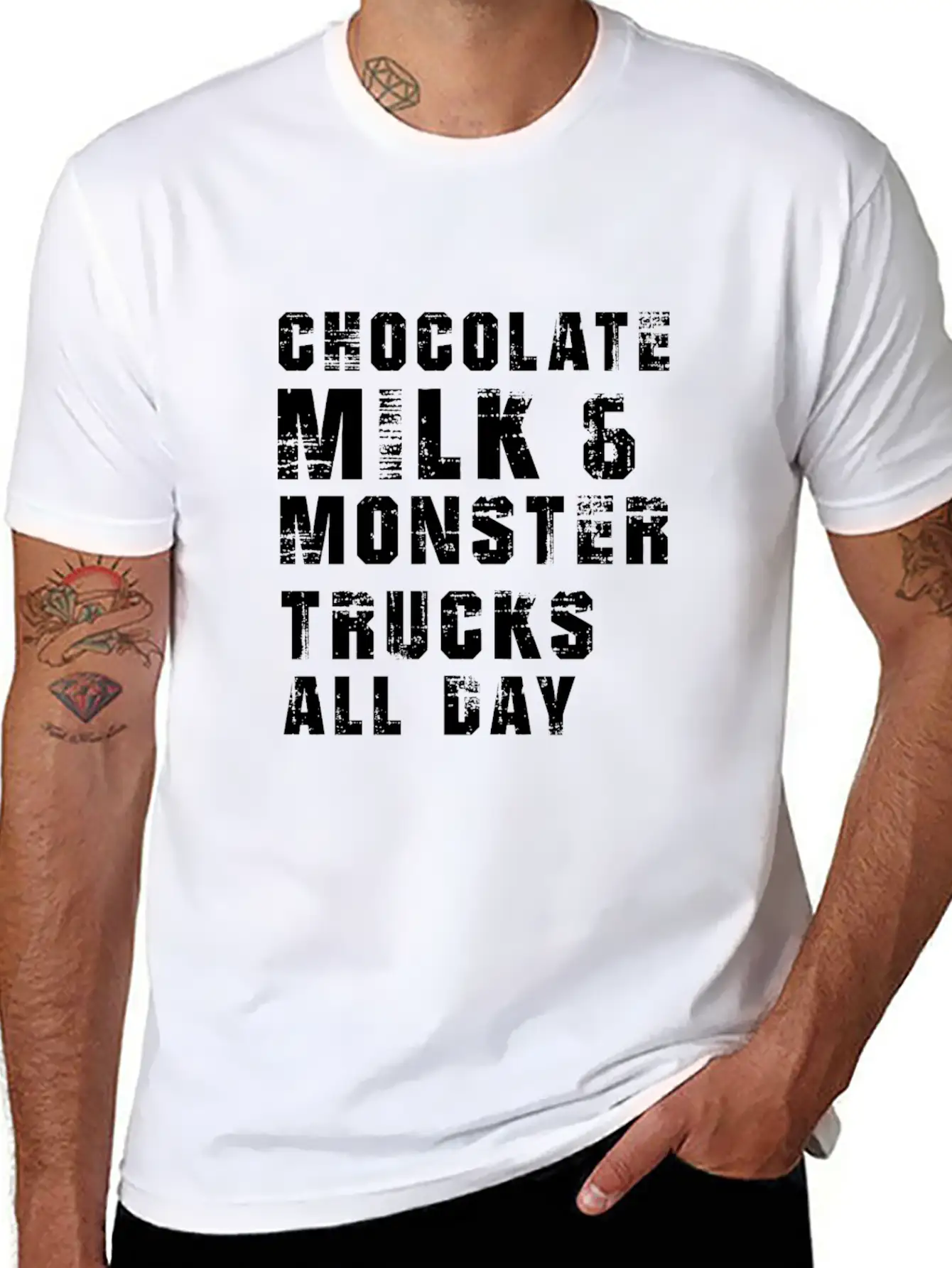 Chocolate Milk & Monster Trucks All Day. Gift Item Unisex Casual T-Shirt – Clean Design For Daily Comfort