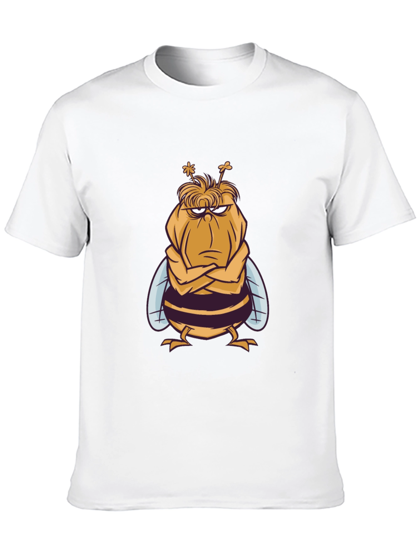 Grumpy Bee Graphic Tee - Black Cotton Blend T-Shirt
