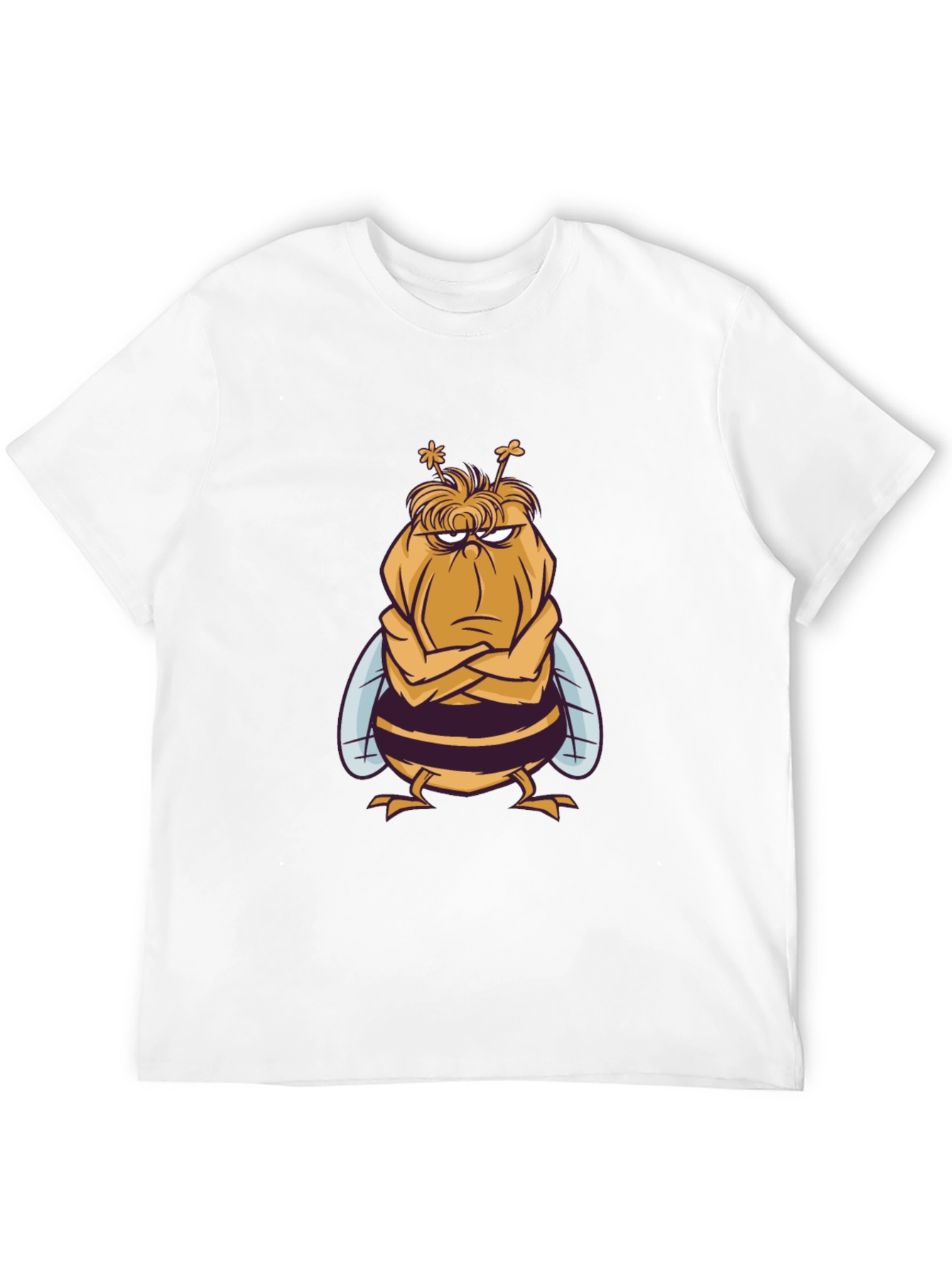 Grumpy Bee Graphic Tee - Black Cotton Blend T-Shirt