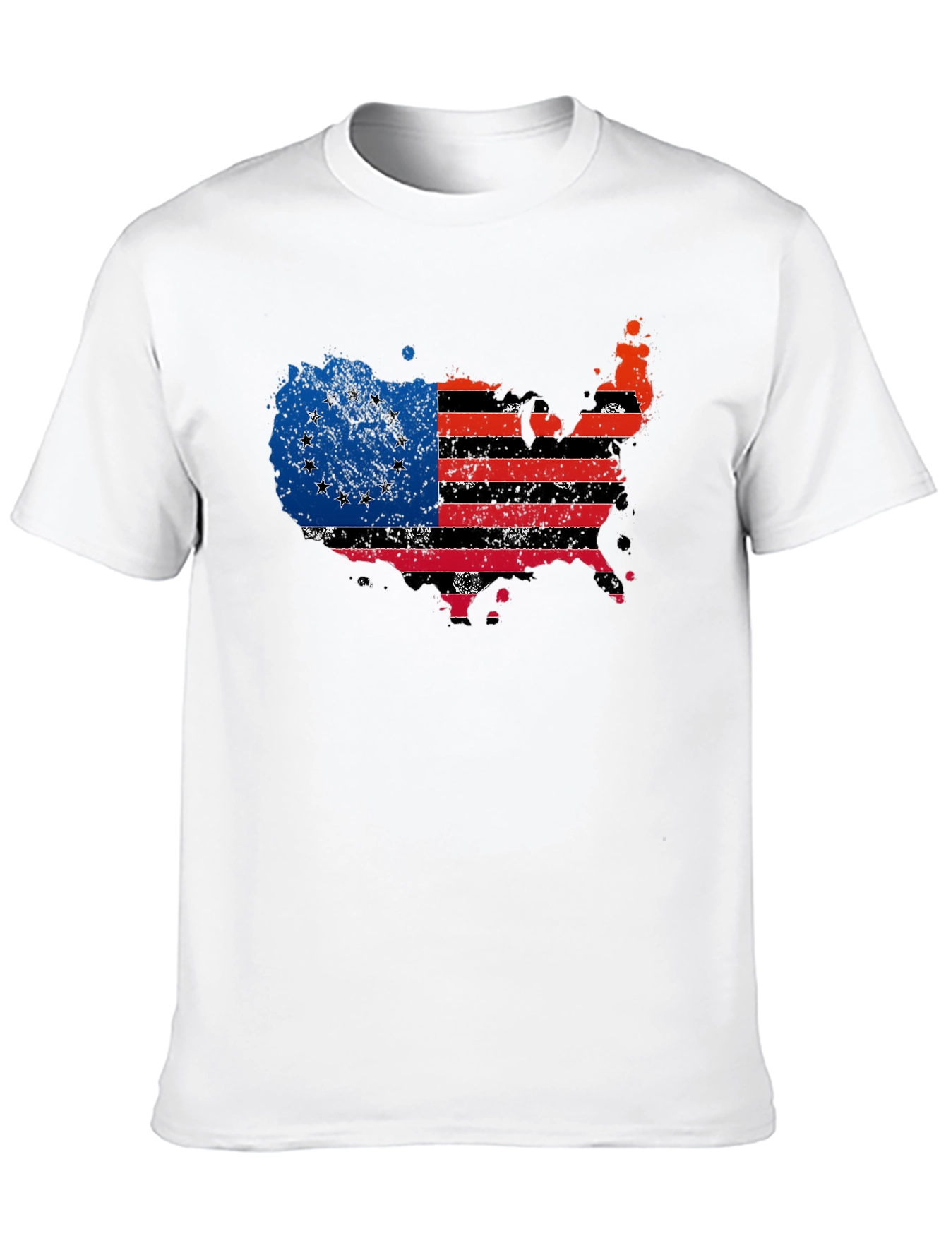 Distressed USA Confederate Flag Black T-Shirt