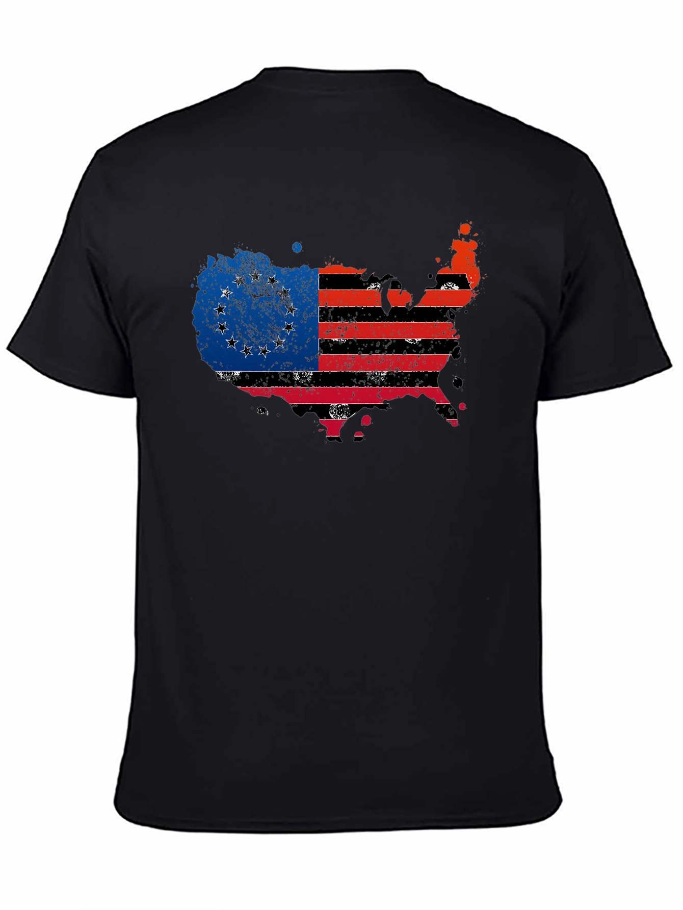Distressed USA Confederate Flag Black T-Shirt