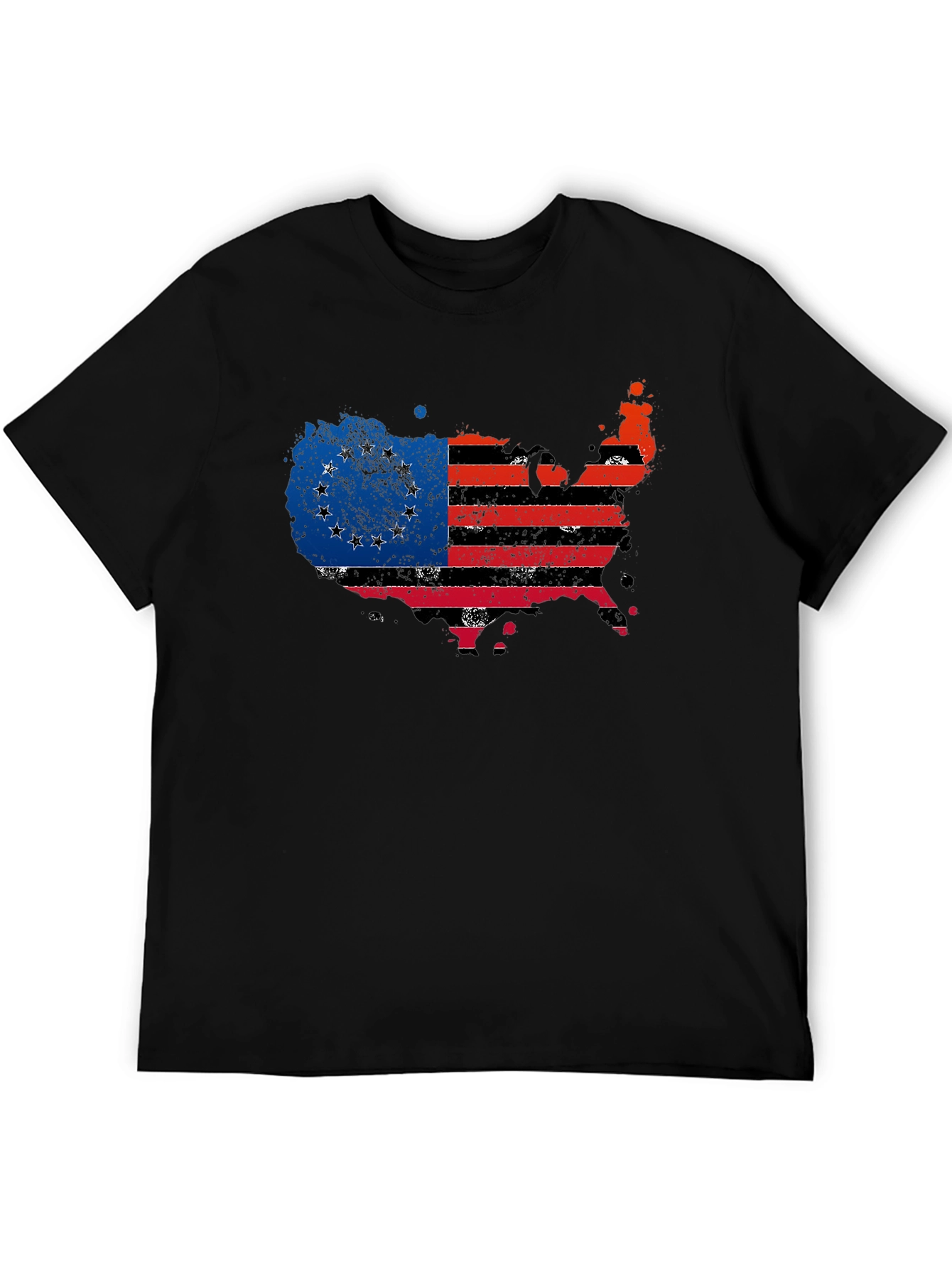 Distressed USA Confederate Flag Black T-Shirt