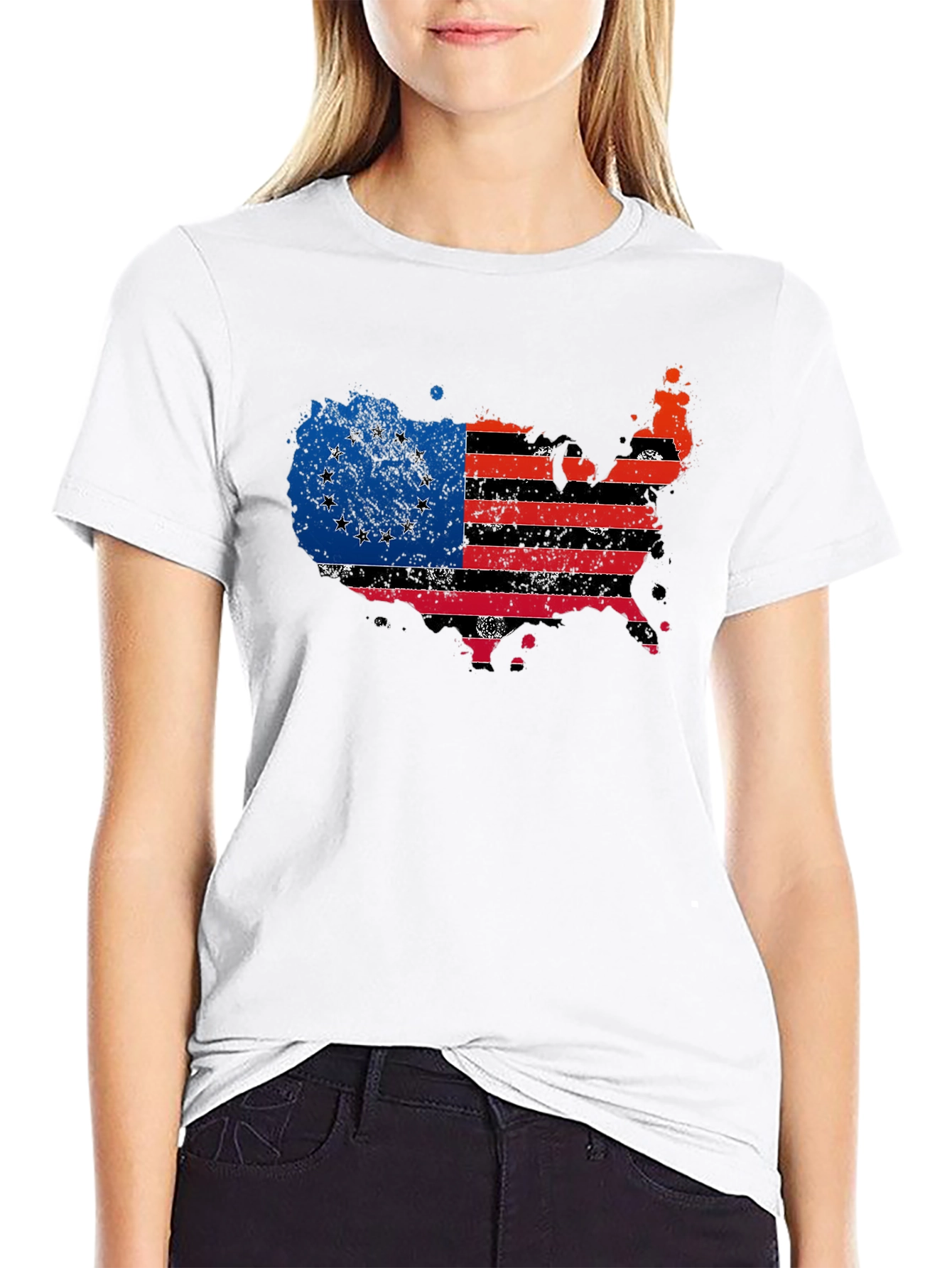 Distressed USA Confederate Flag Black T-Shirt