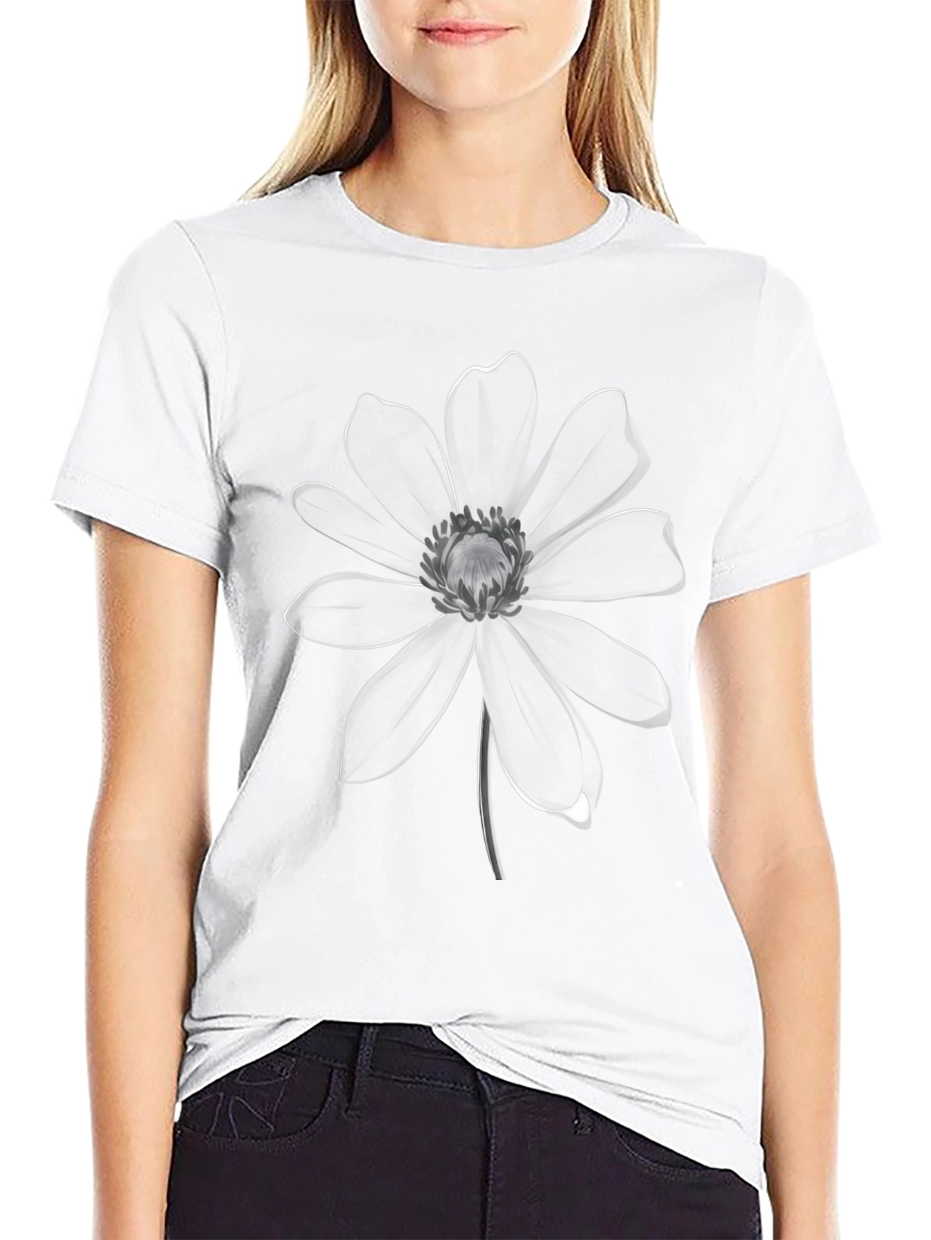 Elegant Black Flower Graphic Tee