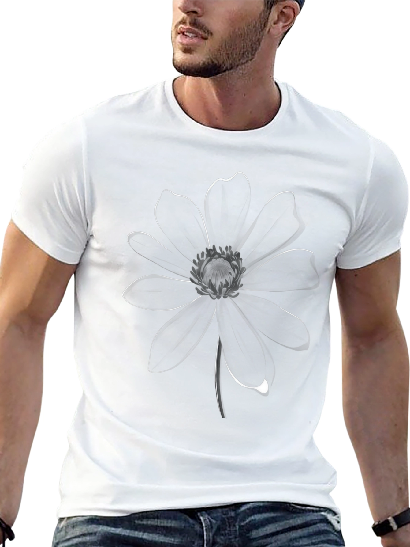 Elegant Black Flower Graphic Tee