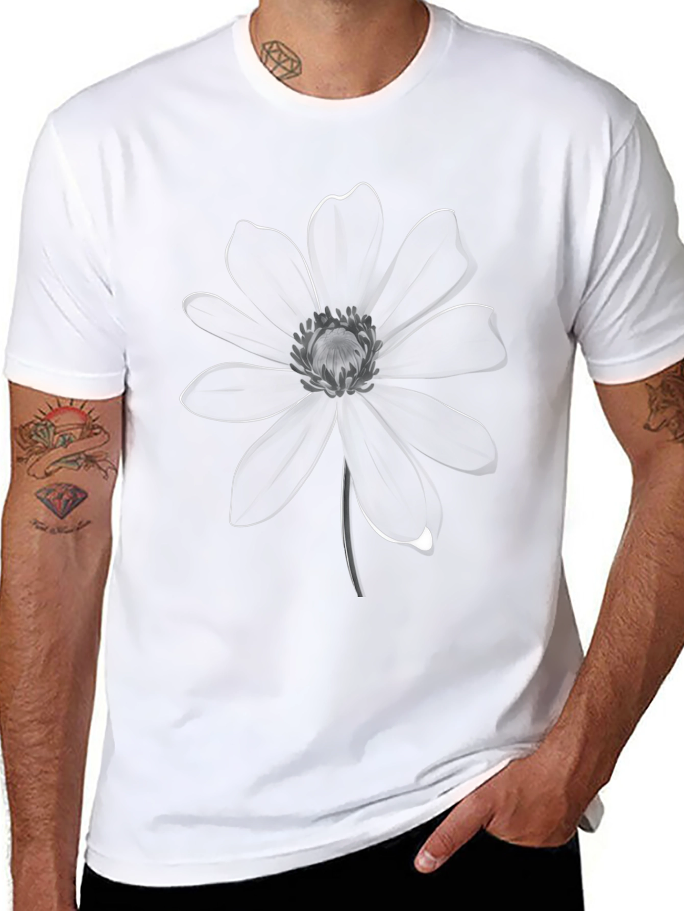 Elegant Black Flower Graphic Tee