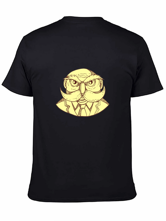 Owl Gentleman Graphic T-Shirt - Black
