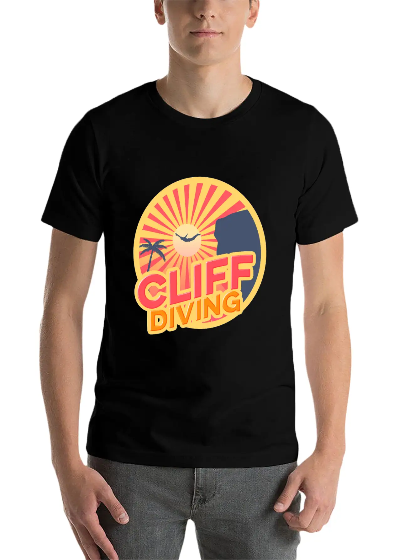 Cliff Diving Lover Instructing Cliff Jumping Unisex Casual T-Shirt – Clean Design For Daily Comfort