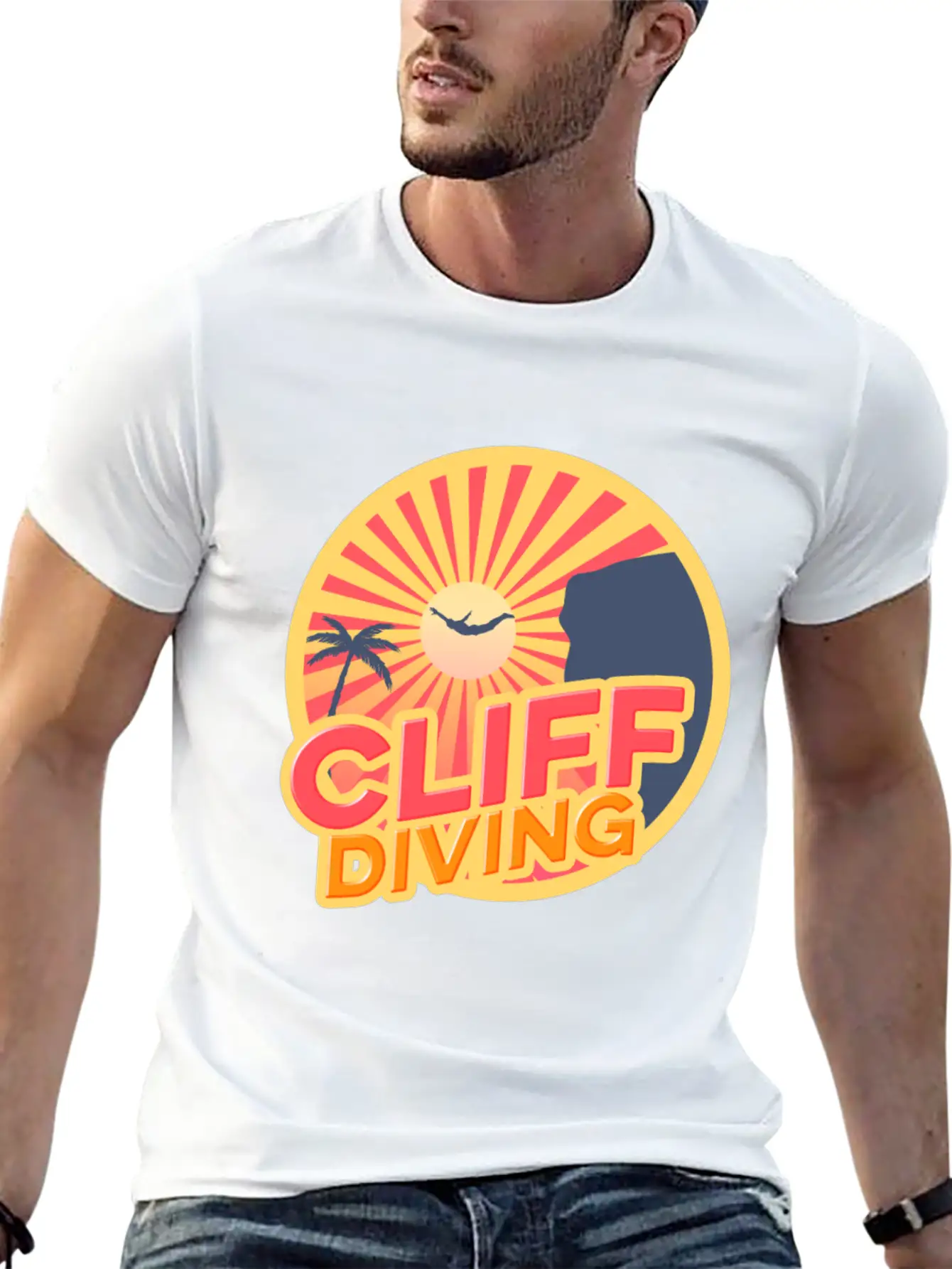 Cliff Diving Lover Instructing Cliff Jumping Unisex Casual T-Shirt – Clean Design For Daily Comfort