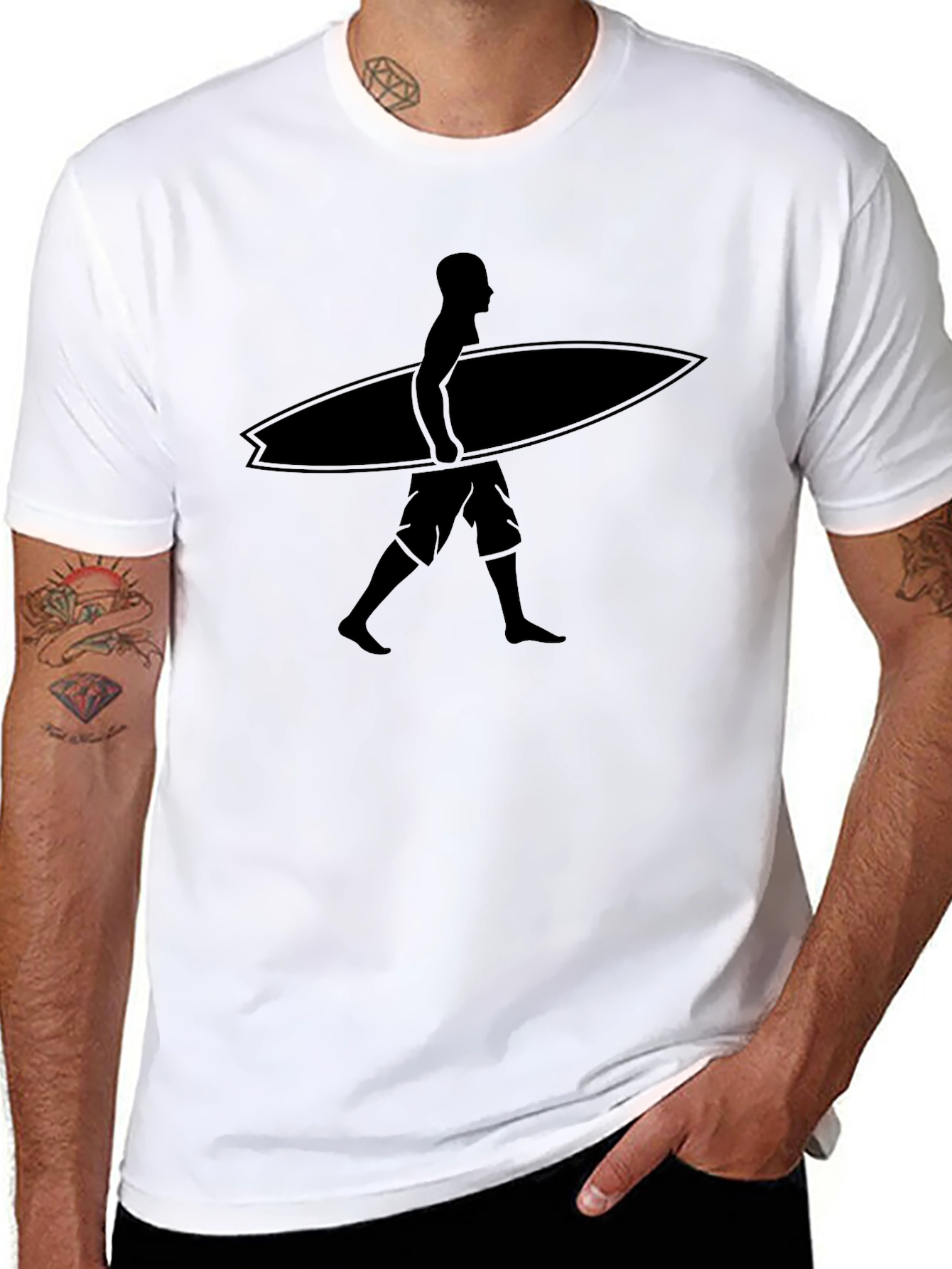 Surfer Graphic Tee - Casual Black T-Shirt